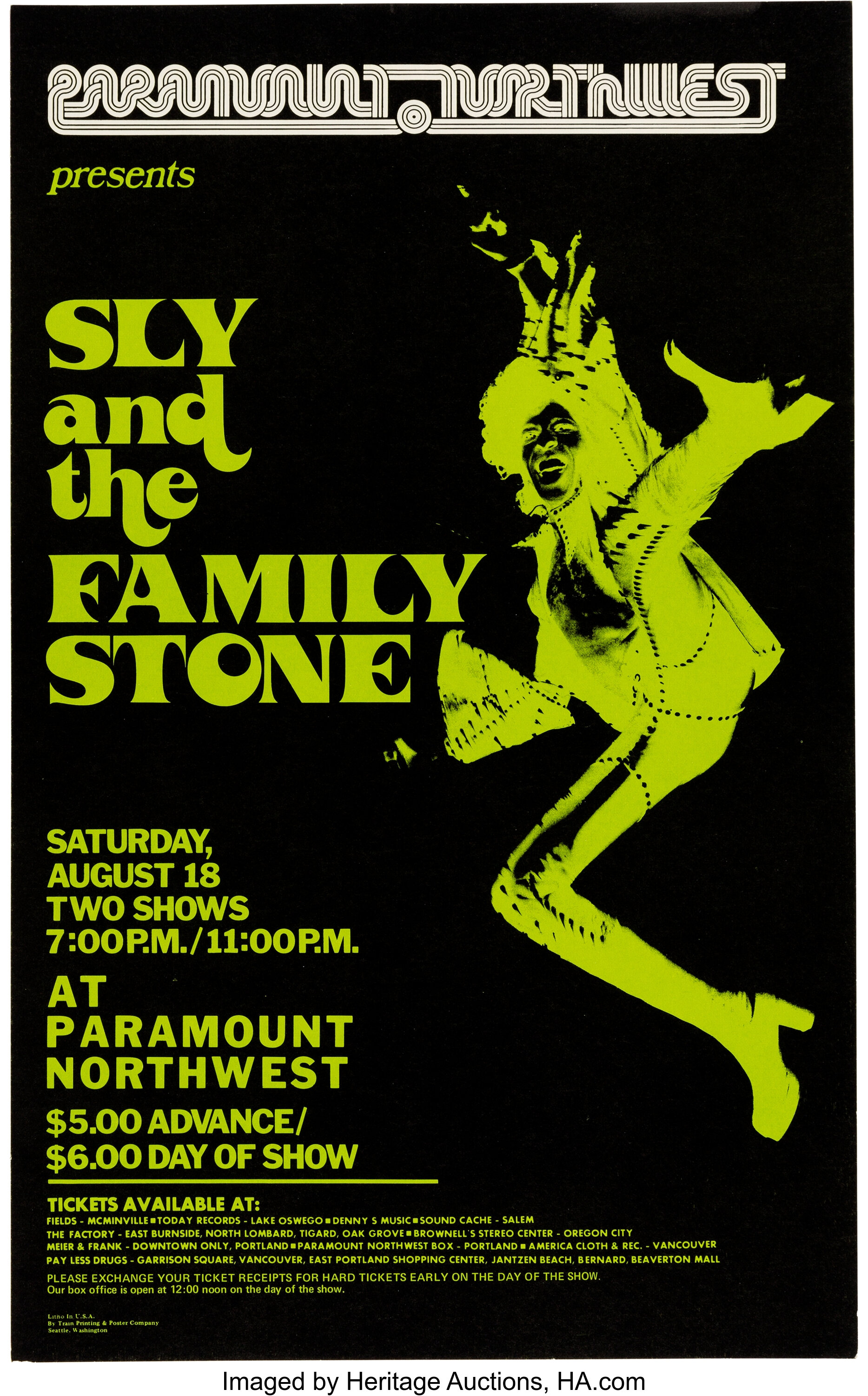 Sly And The Family Stone Paramount Northwest Concert Poster (1973