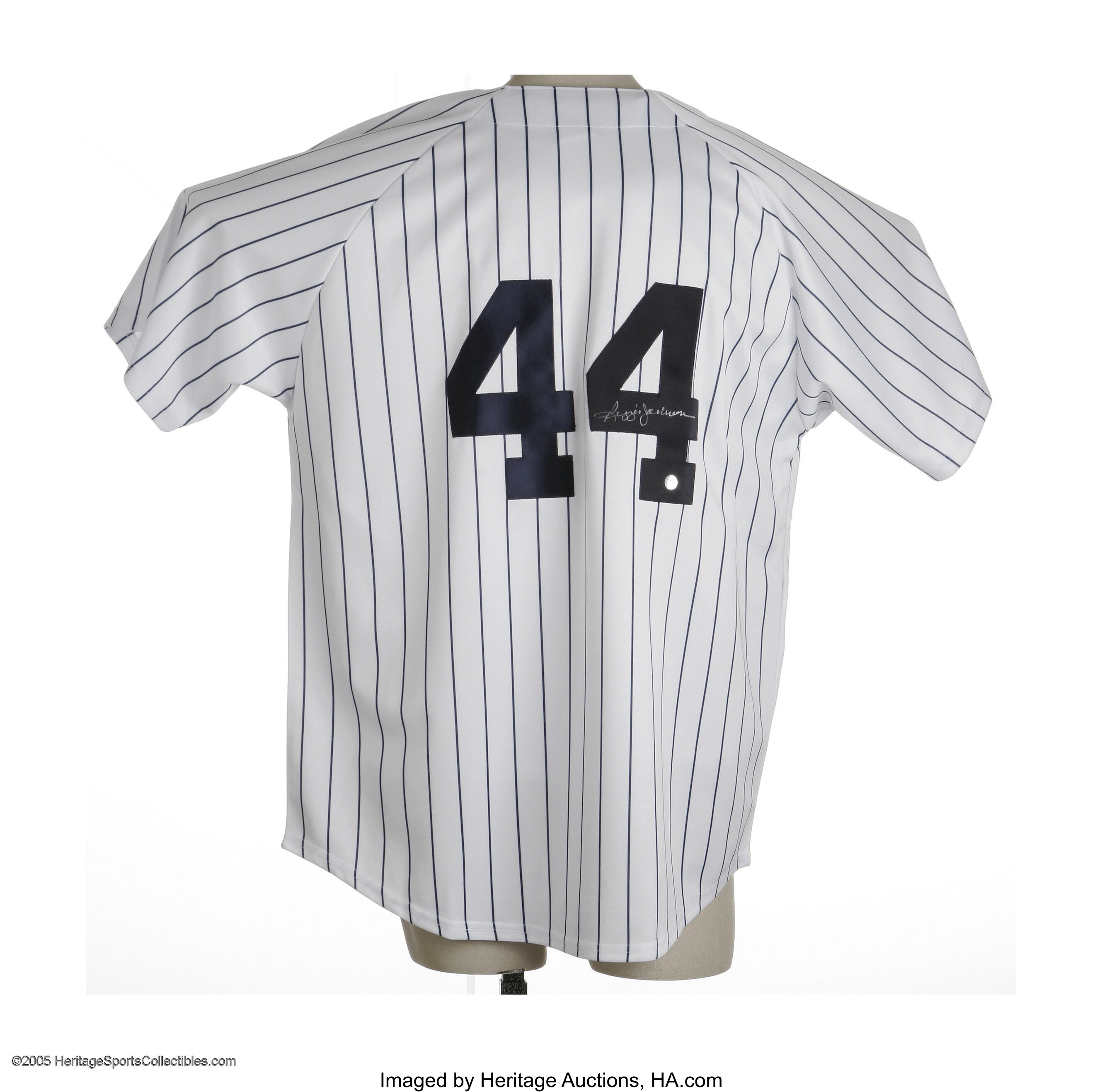Reggie Jackson Signed Jersey. Number 44 on the back of a