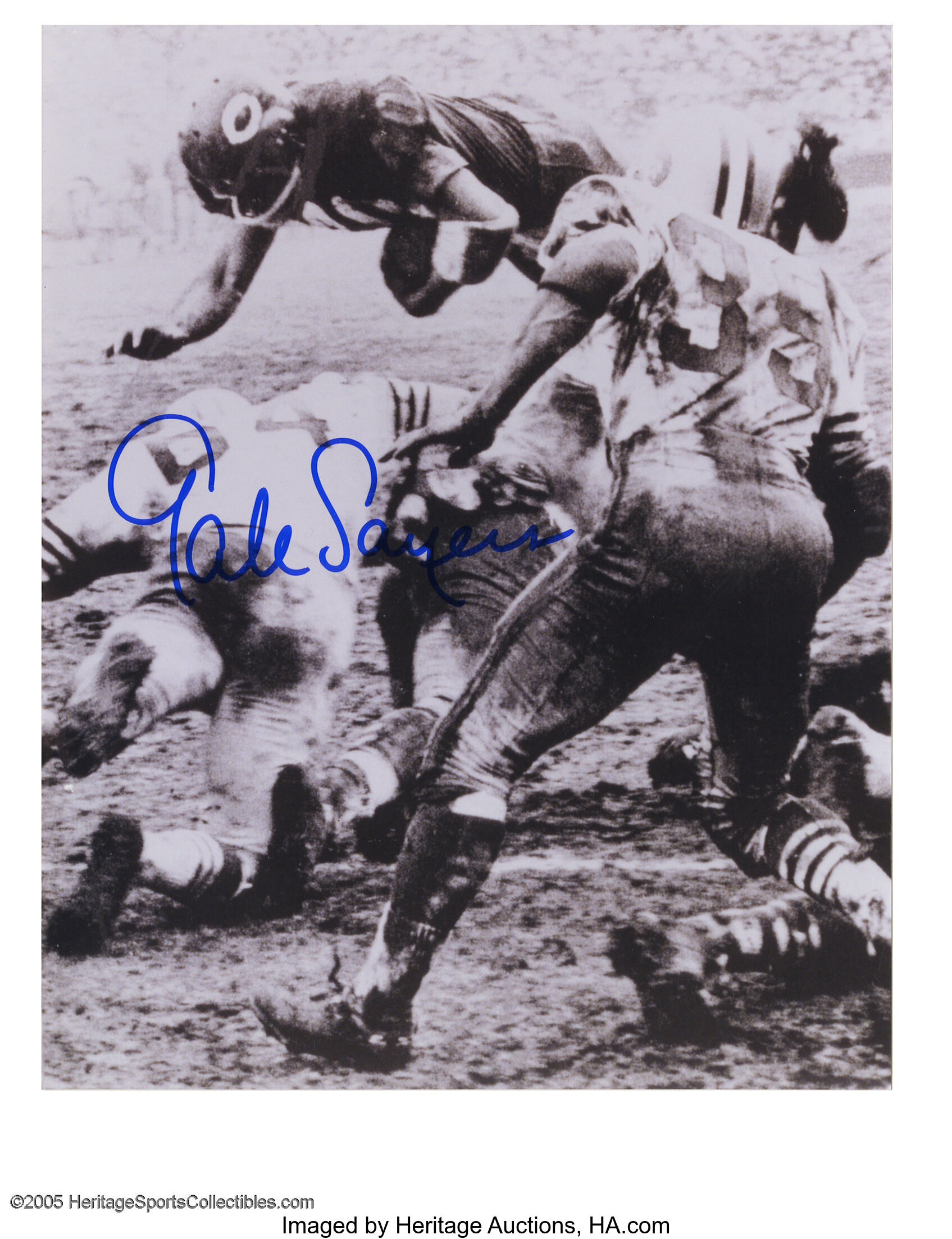 Gale Sayers & Walter Payton Signed Photographs. Great pair of