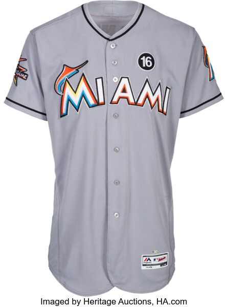 Giancarlo Stanton Unsigned Miami Marlins Game Used Jersey (MLB)