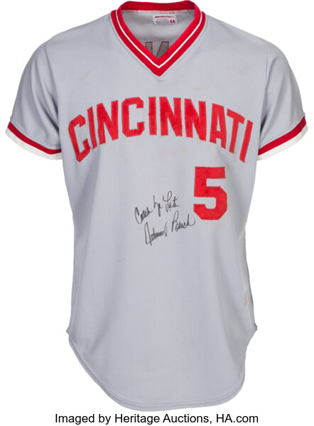 1980 Johnny Bench Game Worn Cincinnati Reds Jersey.  Baseball, Lot  #81933