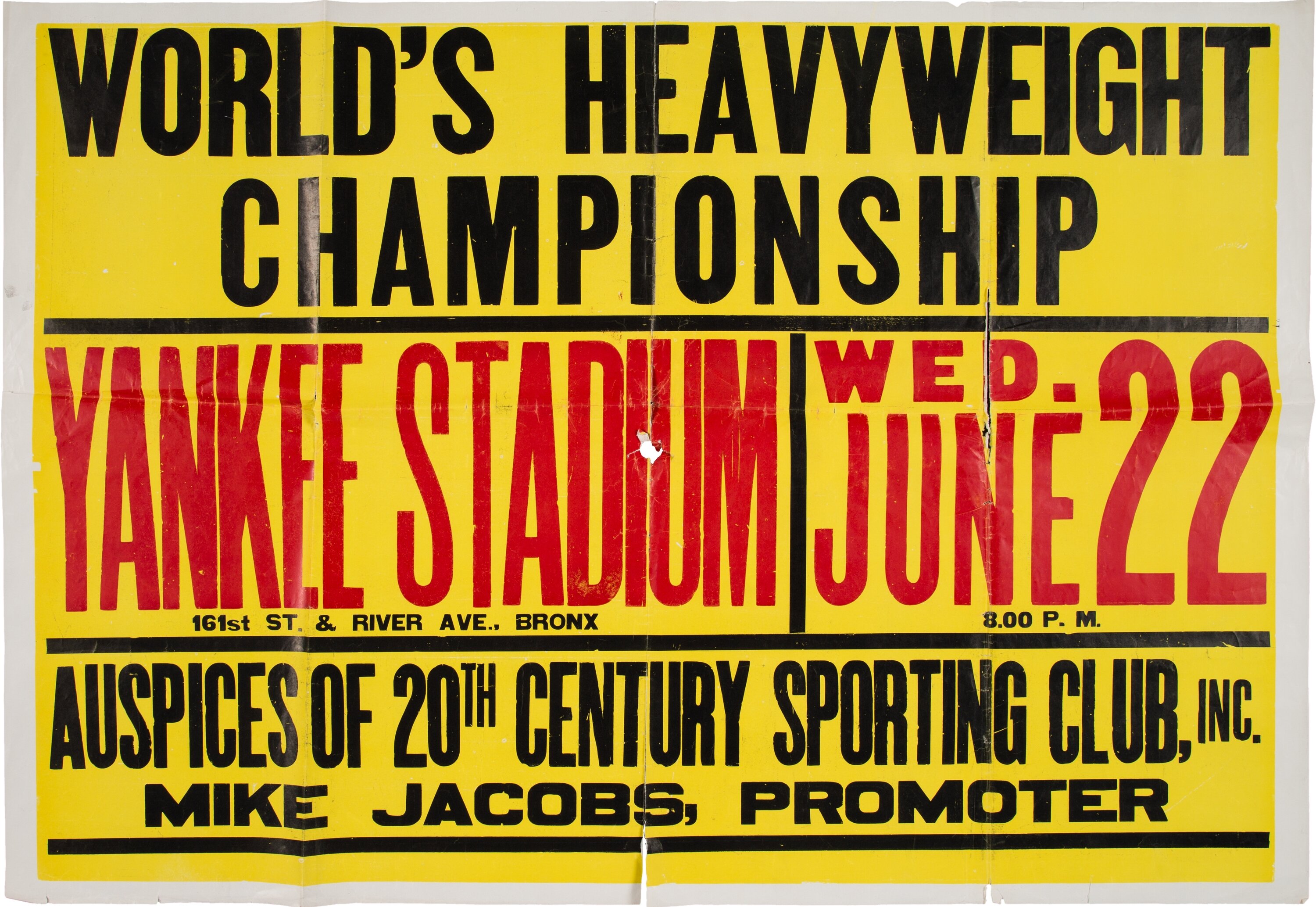 1938 Joe Louis vs. Max Schmeling II On-Site Boxing Poster | Lot #82618 | Heritage Auctions