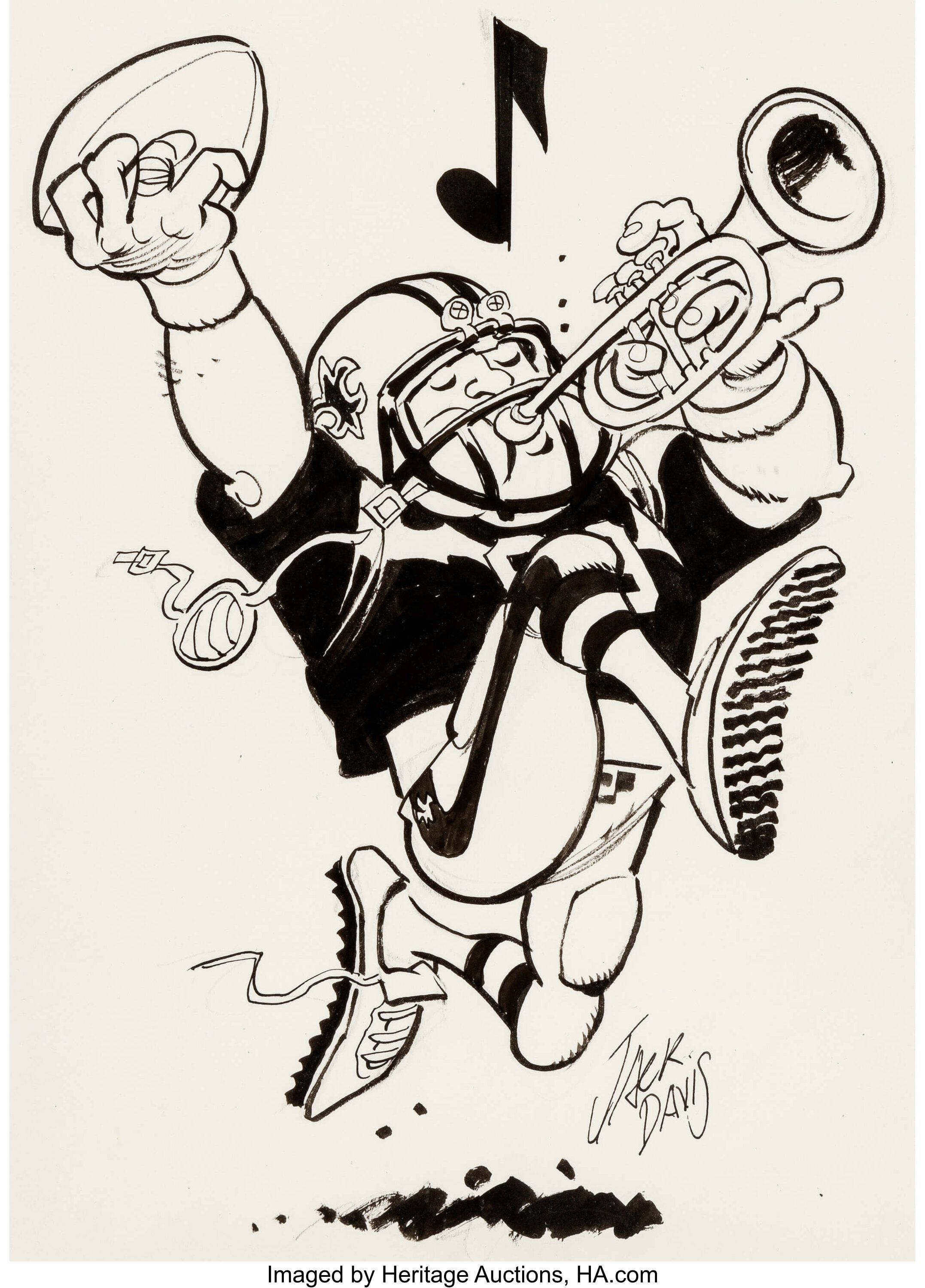 Jack Davis New Orleans Saints NFL Football Illustration Original