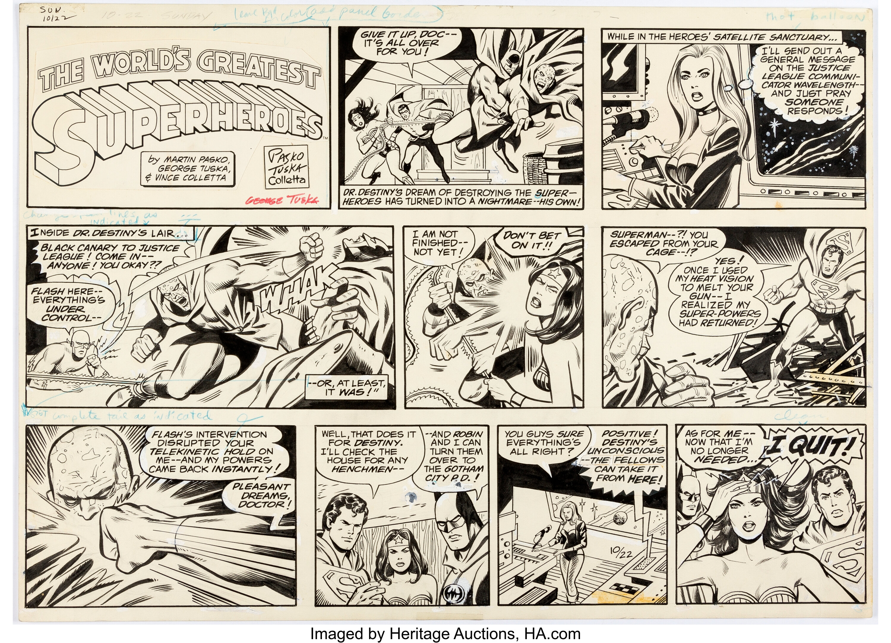 Q01a WORLD'S GREATEST SUPERHEROES Sunday Quarter Page Strip September 17,  1978