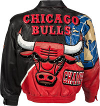 Jeff Hamilton Chicago Bulls Three-Peat Leather Jacket Red