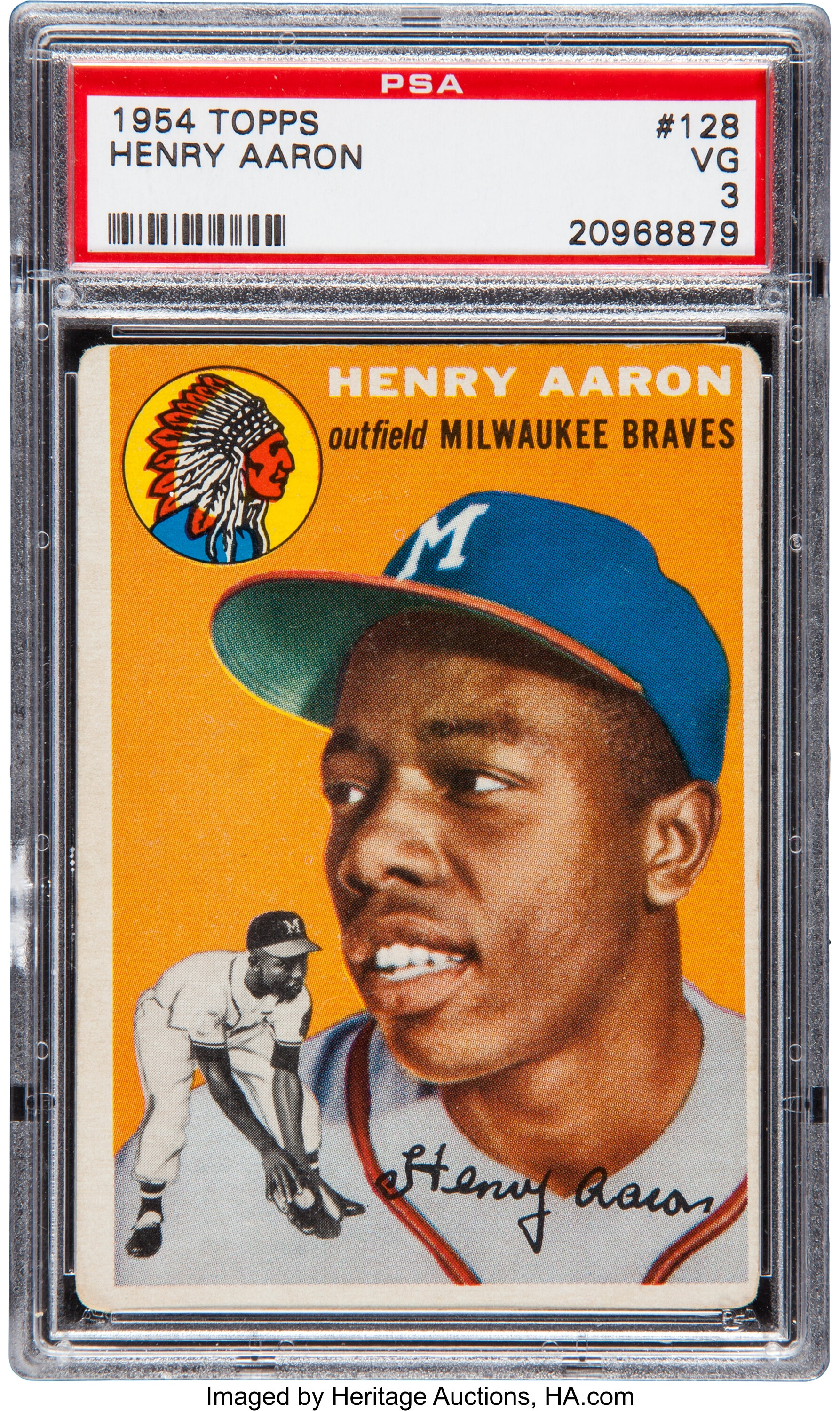  1954 Topps # 128 Hank Aaron Milwaukee Braves (Baseball