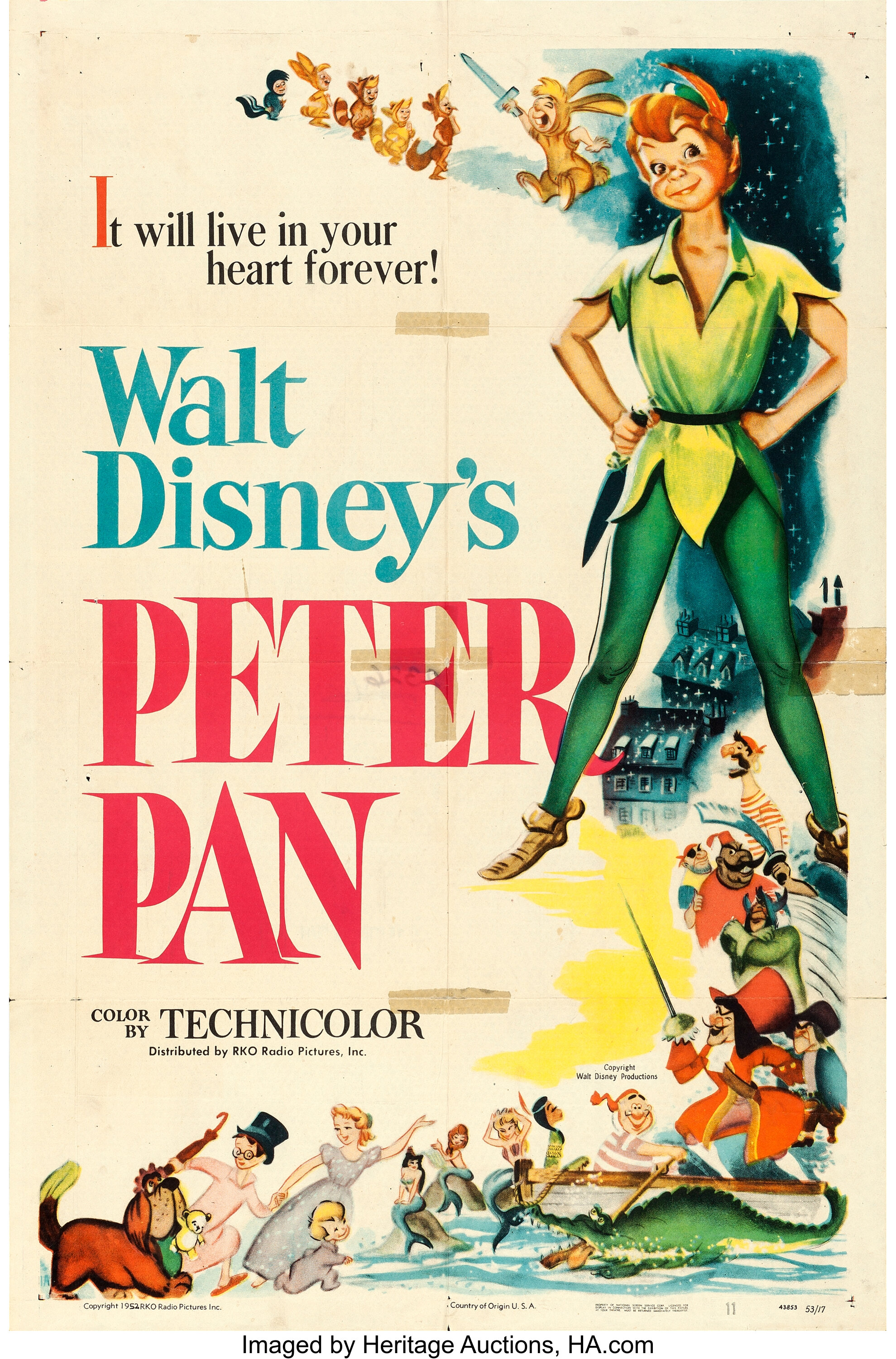 Peter Pan (RKO, 1953). One Sheet (27