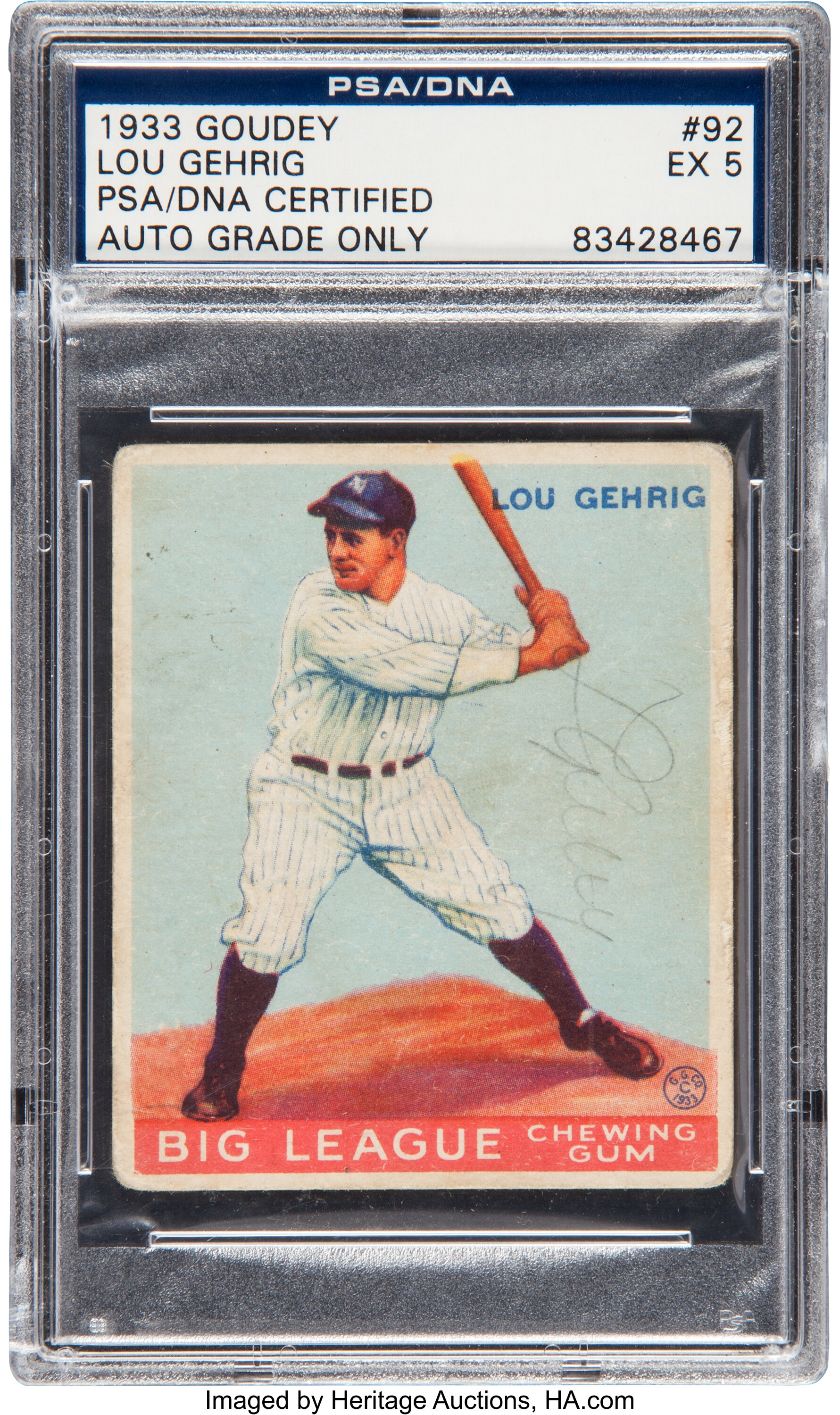Signed 1933 Goudey Lou Gehrig #160 PSA/DNA EX 5.... Baseball Cards | Lot  #81132 | Heritage Auctions