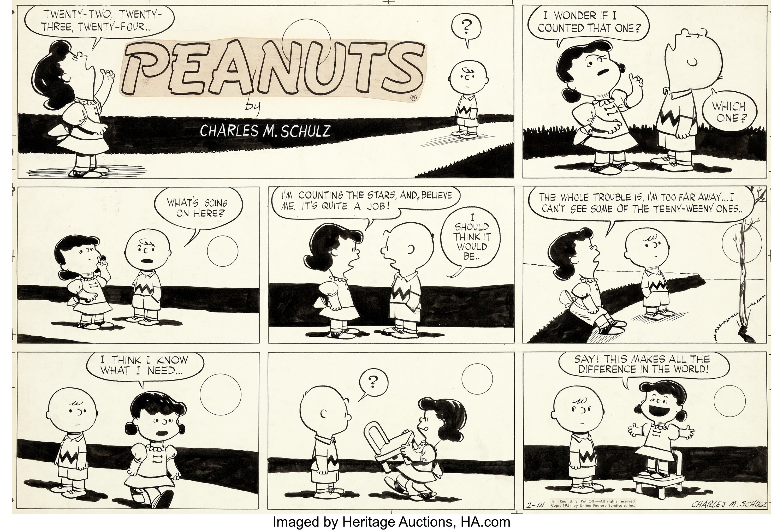 Charles Schulz Peanuts Sunday Comic Strip Charlie Brown And Lucy Lot 91098 Heritage Auctions