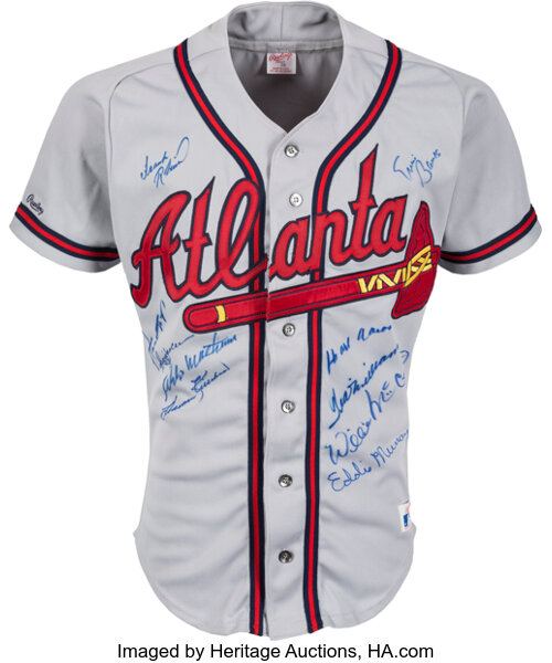 Circa 1990 500 Home Run Club Multi-Signed Atlanta Braves Jersey., Lot  #81727