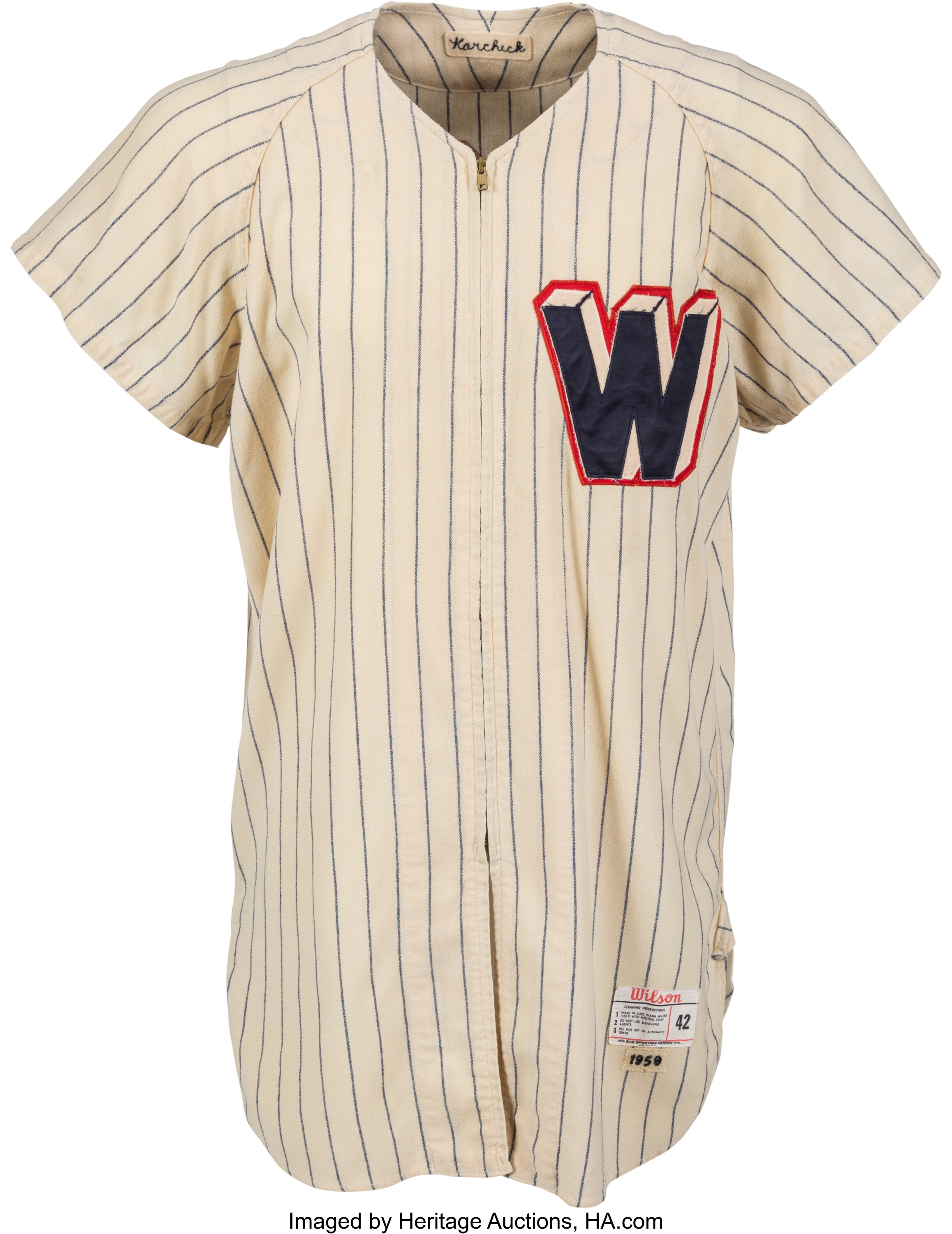 1958 Steve Korcheck Game Worn Washington Senators Jersey., Lot #81891