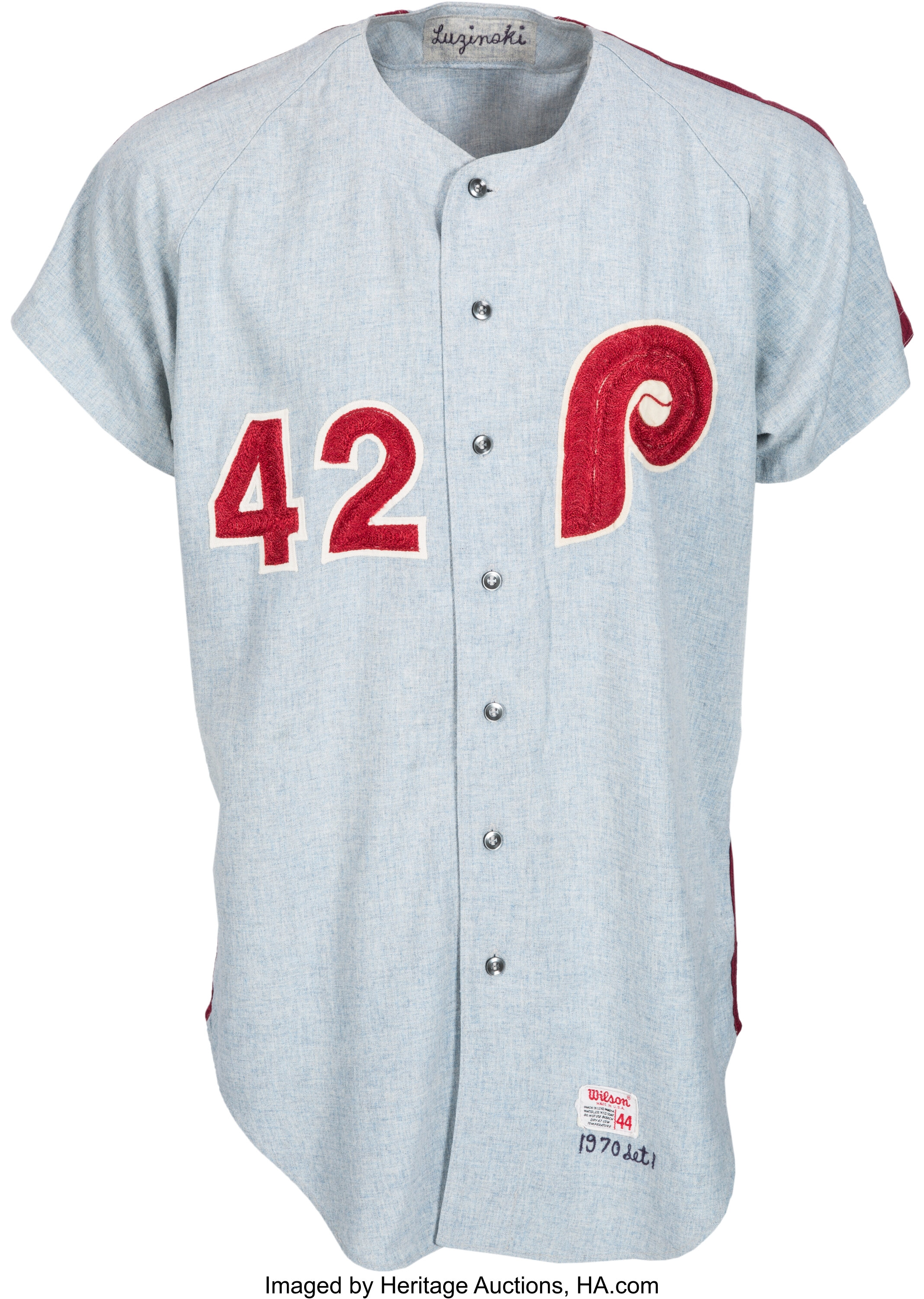 1970 Greg Luzinski Game Worn Philadelphia Phillies Rookie Jersey. | Lot ...