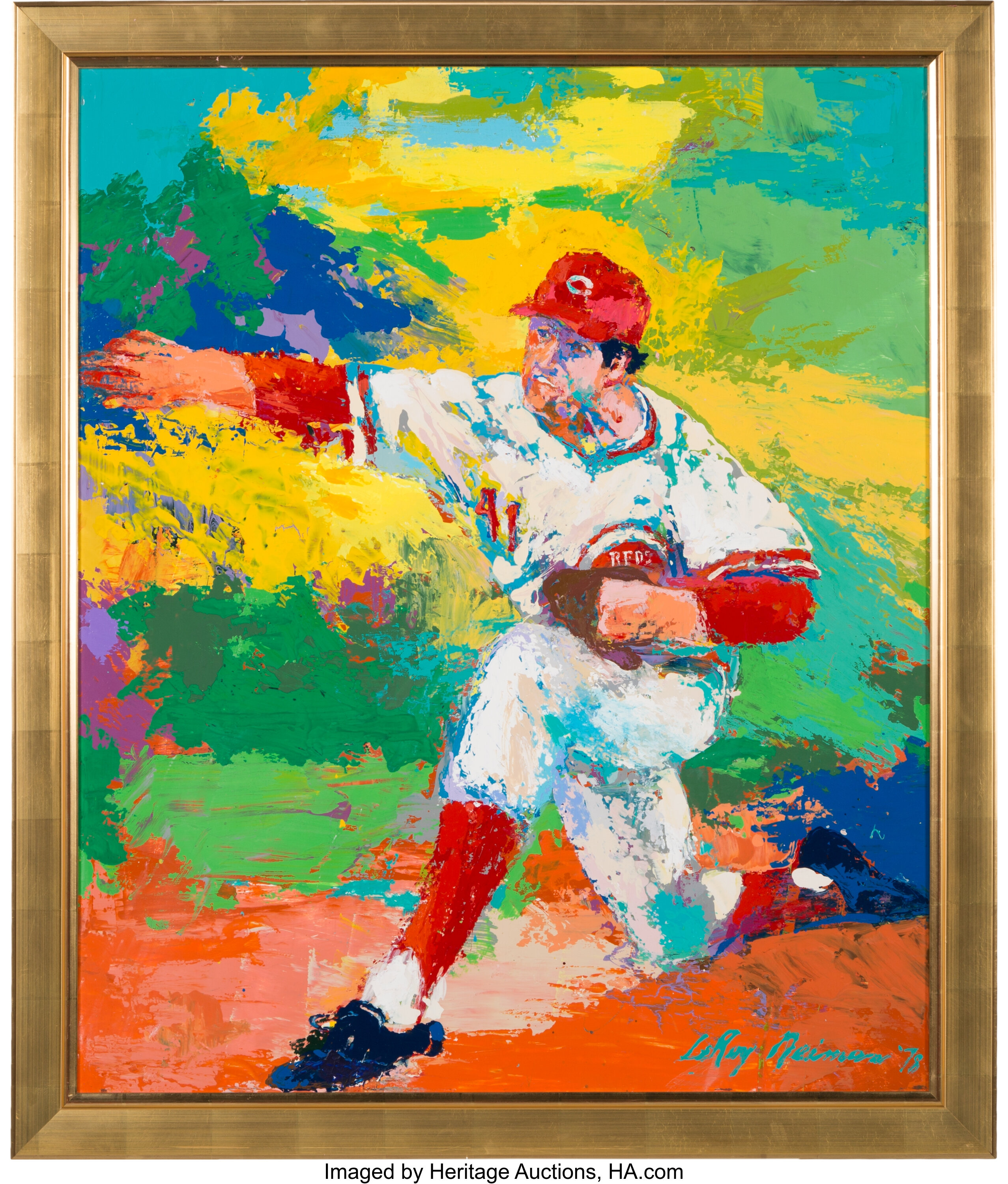 Ken Griffey Jr. & LeRoy Neiman Signed Ken Griffey Custom Framed Vintage  Art Lithograph (PSA)