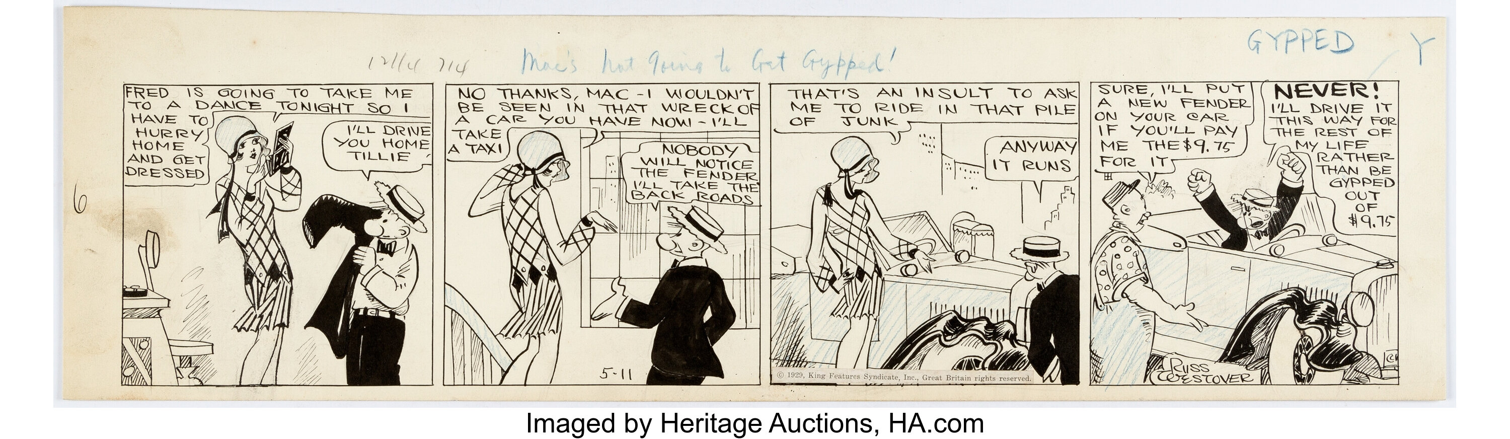 Russ Westover Tillie the Toiler Daily Comic Strip Original Art | Lot ...