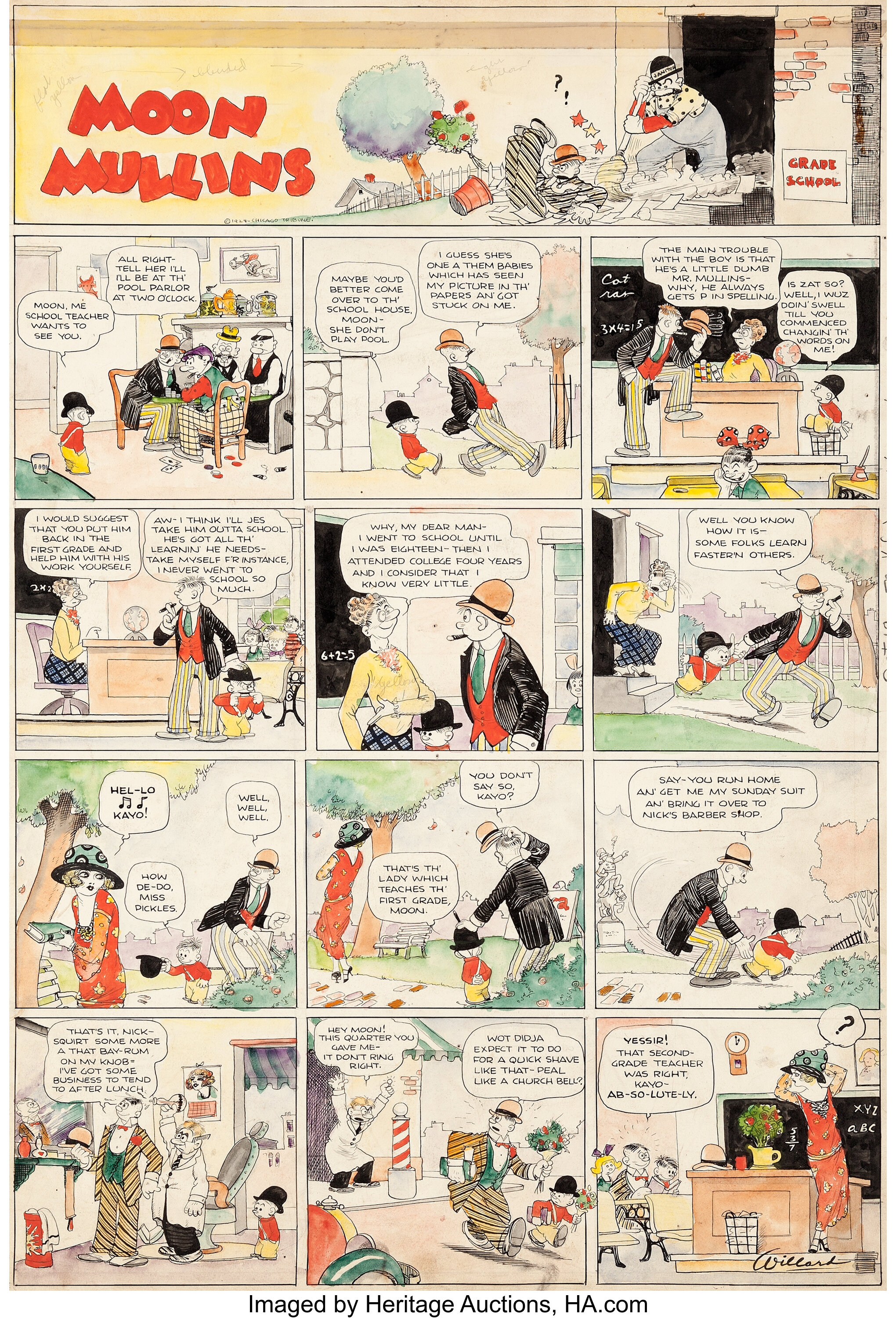 Frank Willard Moon Mullins Hand Colored Sunday Comic Strip Original Lot Heritage Auctions