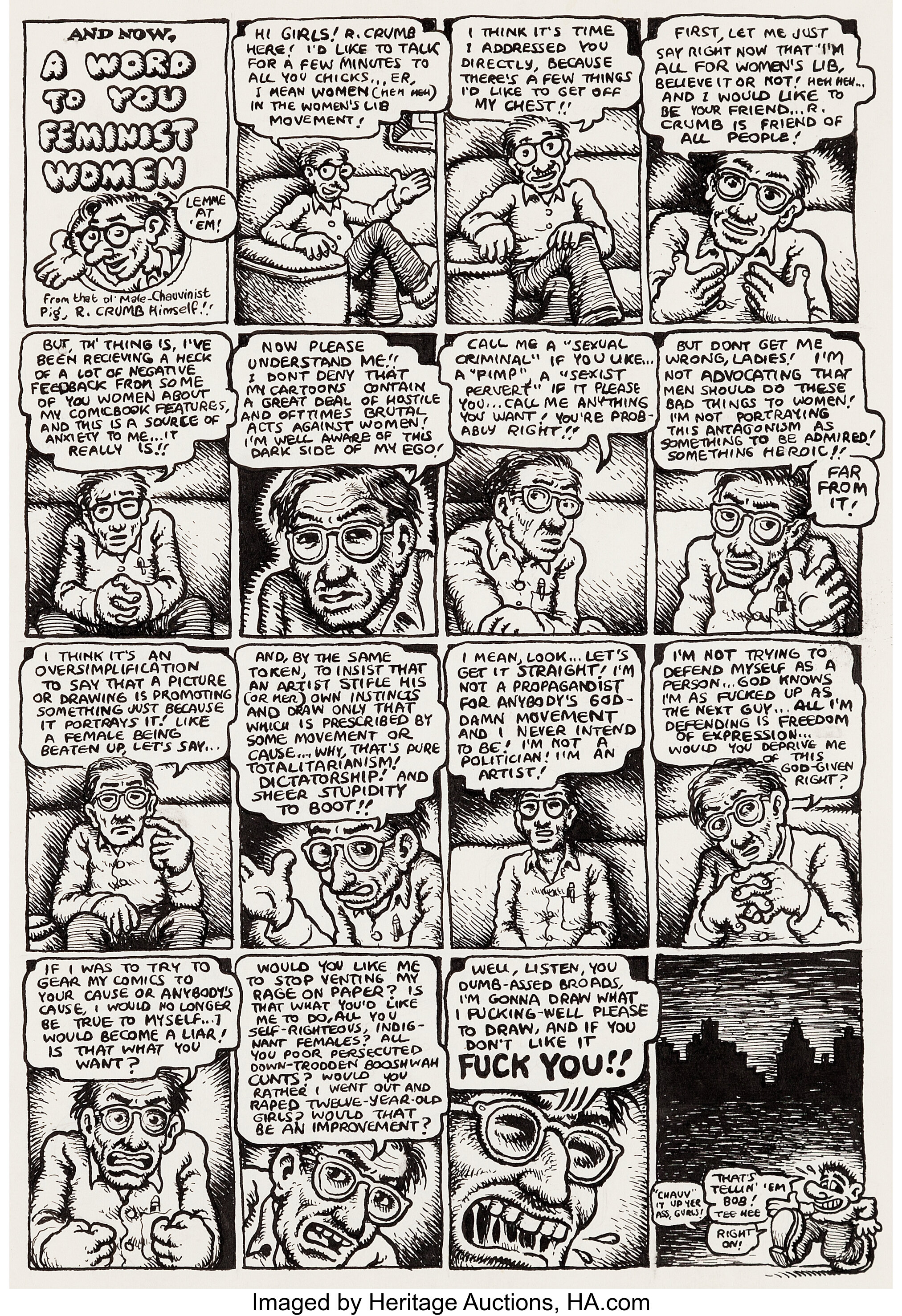 Robert Crumb Big Ass Comics 2 1 Page Story Original Art