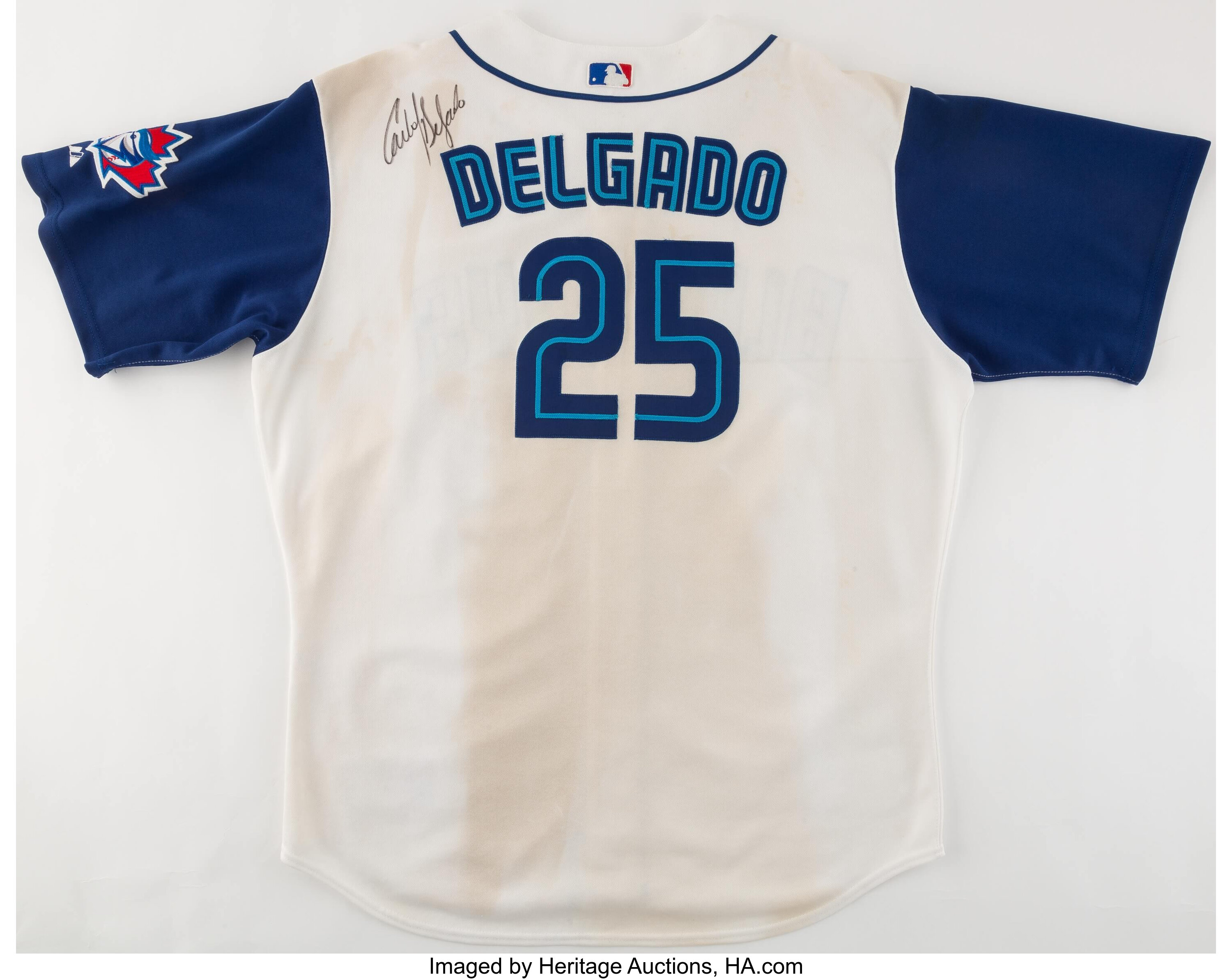 BLUE JAYS AUTHENTICS-AUTOGRAPHED #25 CARLOS DELGADO BLUE JAYS COOPERSTOWN  HOME JERSEY