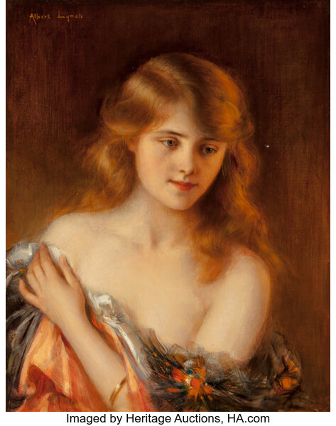 Albert Lynch (Peruvian, 1851-1912). Reverie. Oil on canvas. 19-1/4