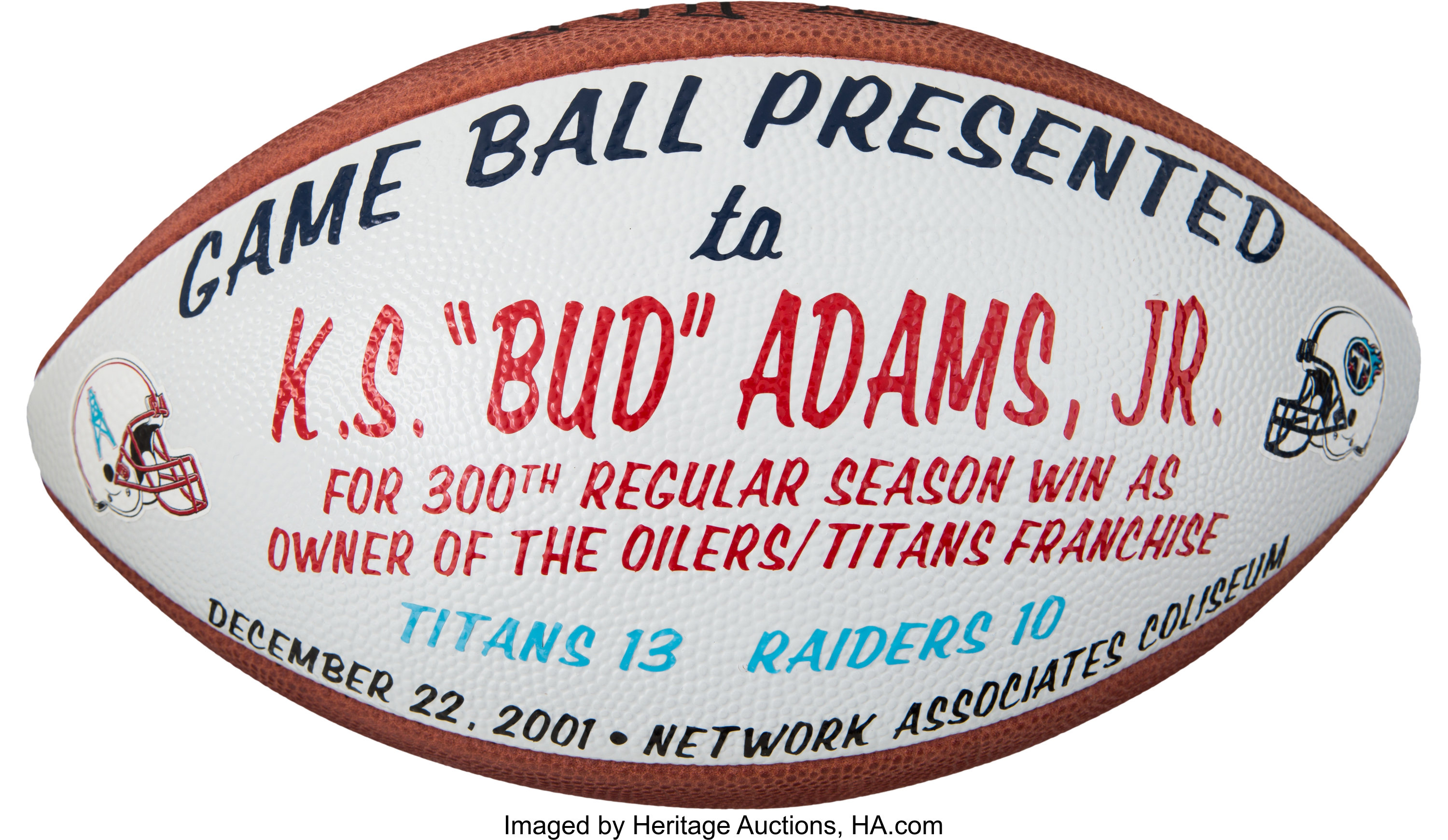 2001 Tennessee Titans/Houston Oilers Painted Game Football