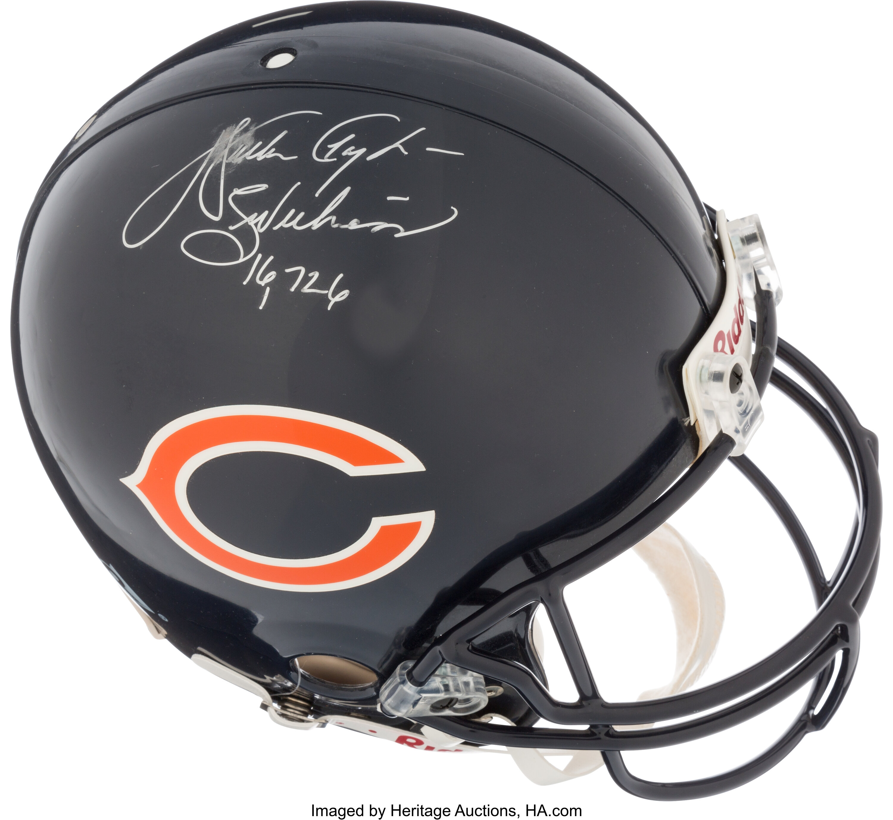 Sold at Auction: WALTER PAYTON SIGNED FOOTBALL IN DISPLAY CASE