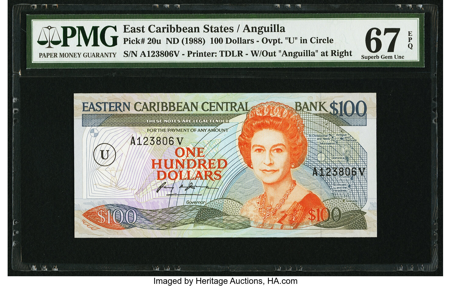 East Caribbean States Eastern Caribbean Central Bank Anguilla $100