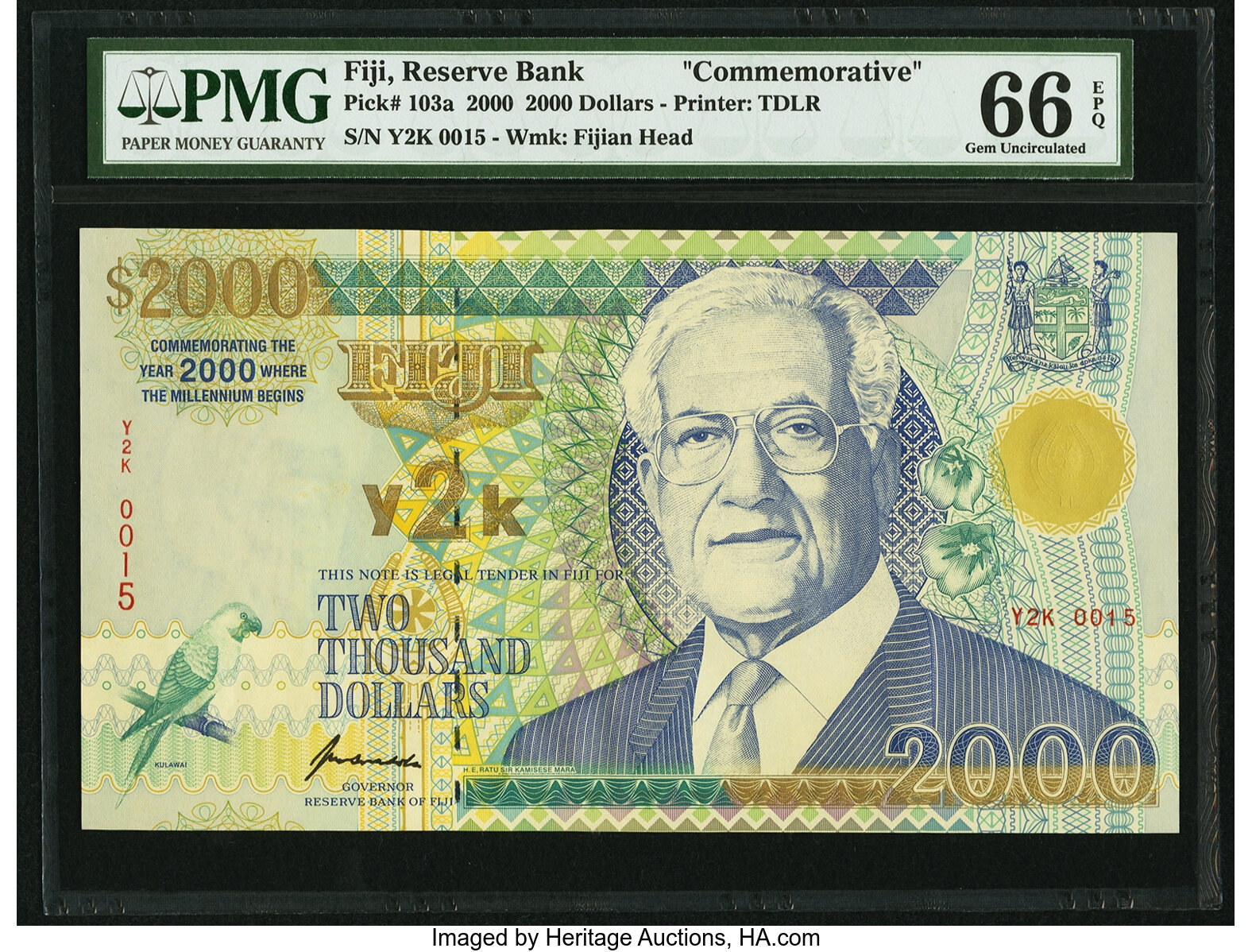Fiji Reserve Bank of Fiji 2000 Dollars 2000 Pick 103a..  World