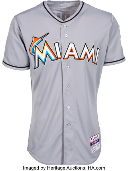 2015 Ichiro Suzuki Game Worn Miami Marlins Jersey.  Baseball