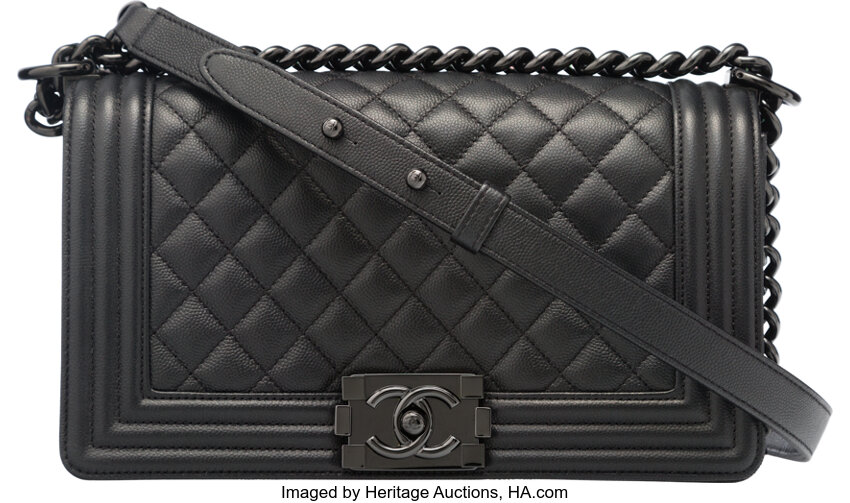 CHANEL Caviar Quilted Medium Chain Around Boy Flap Black 1271811