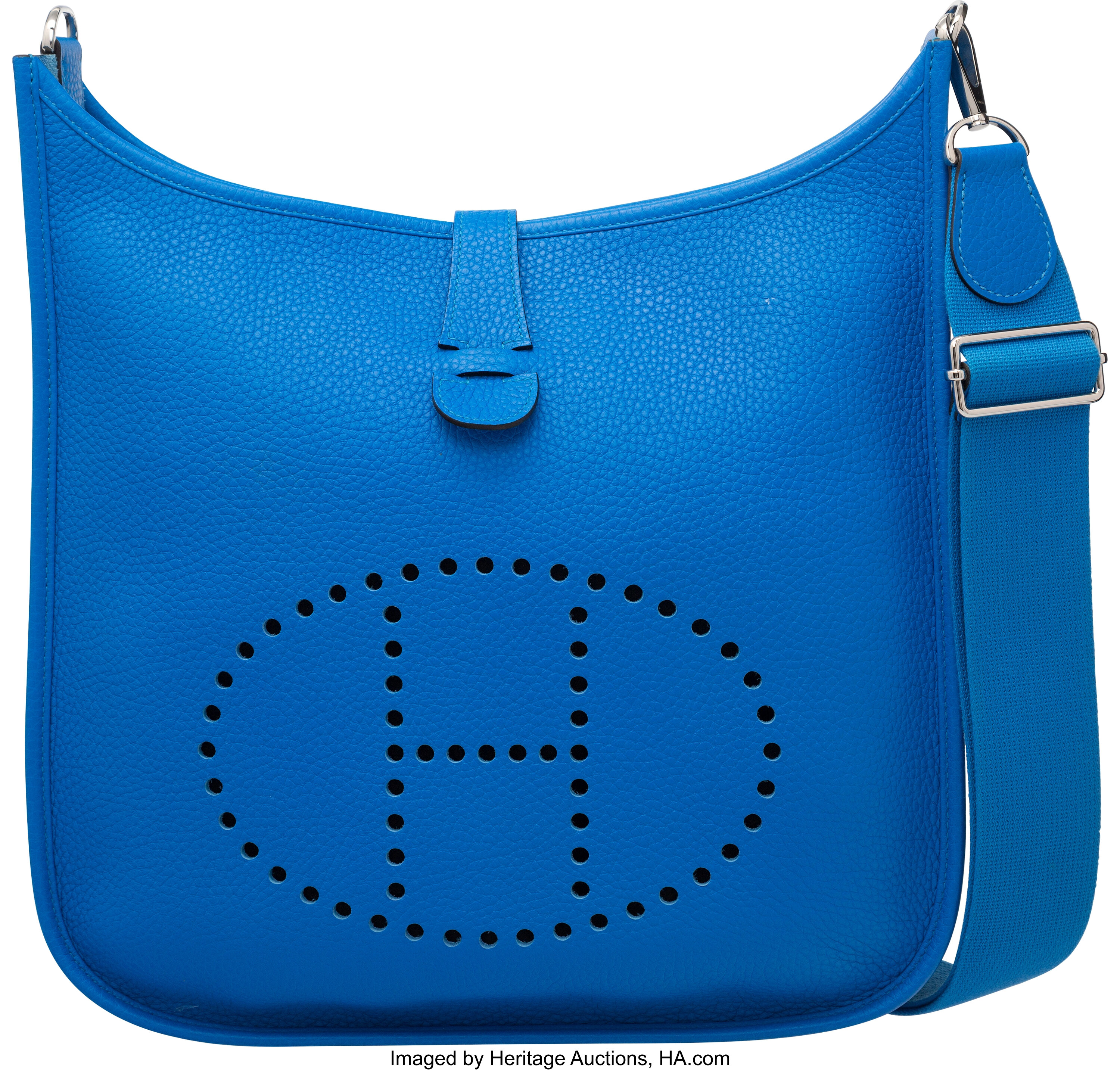 Hermes Bleu Lagon Togo Leather Evelyne III PM Bag Hermes