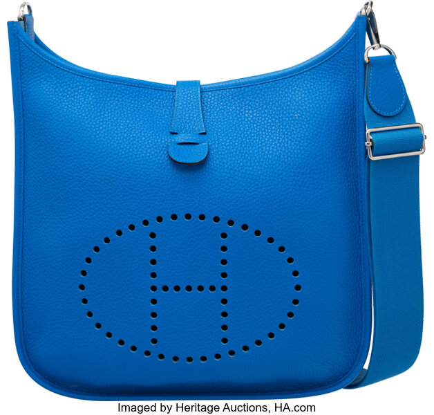 Hermes Bag Evelyne GM Blue Hydra Clemence Palladium Hardware