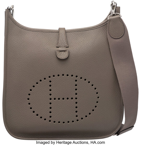 Hermes Evelyne Bag Clemence Leather Palladium Hardware In Grey