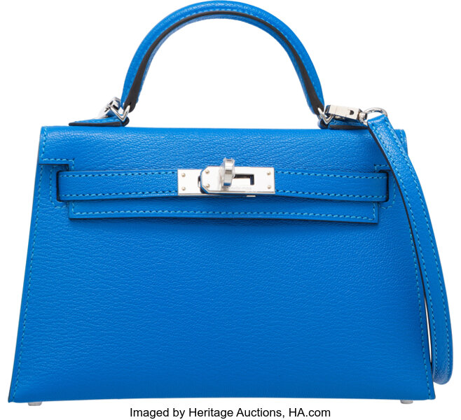 Hermes Kelly 20 Mini Sellier Bag Blue Hydra Chevre Leather Gold Hardwa –  Mightychic