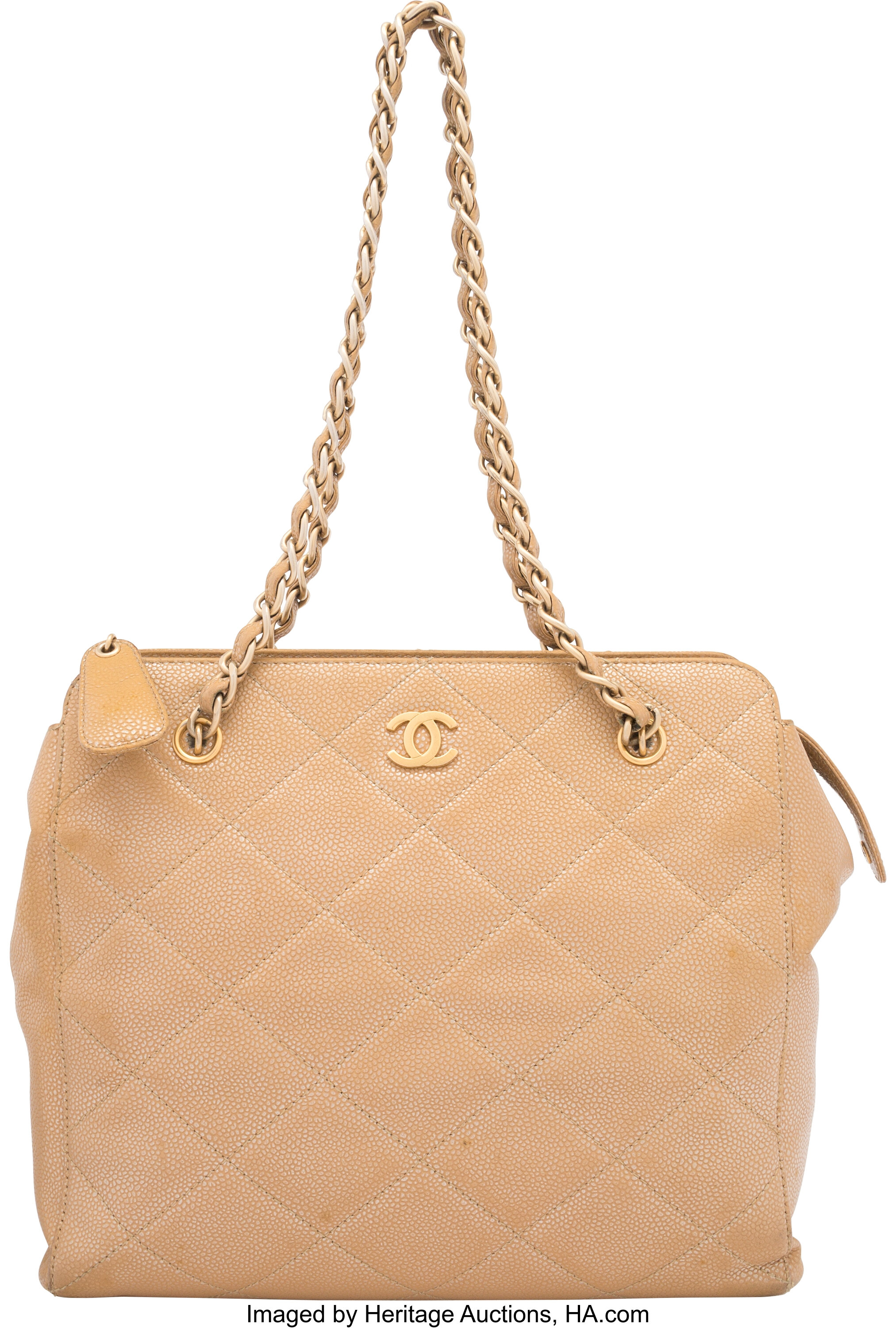 Chanel Beige Quilted Caviar Leather Shoulder Bag. Condition: 4. | Lot ...