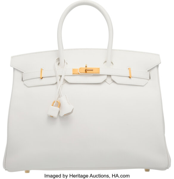 Hermes White Evergrain Leather Rio Clutch Bag with Gold Hardware &, Lot  #16002