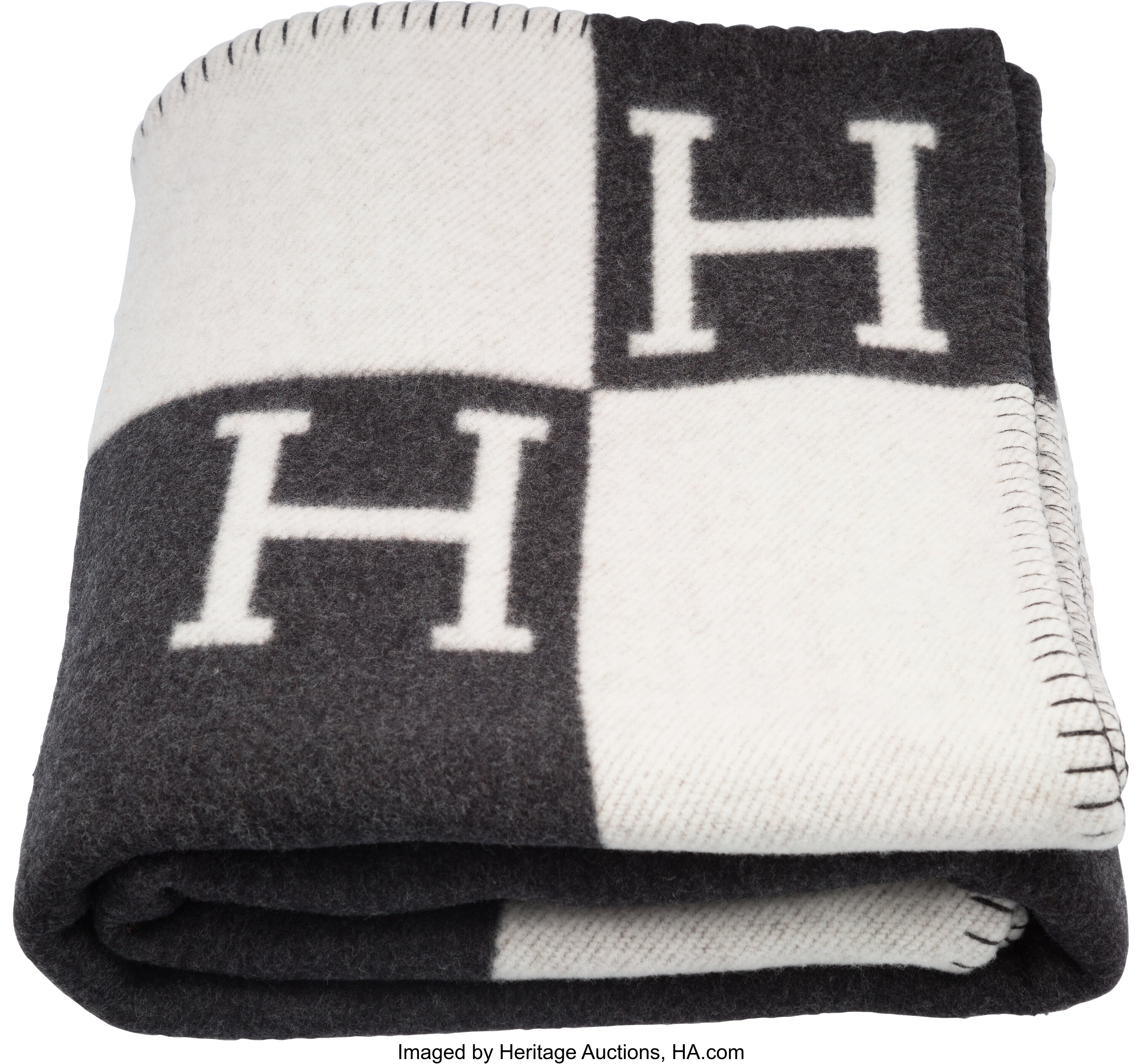 Hermes Ecru & Gris Fonce Wool and Cashmere Avalon Blanket. | Lot #58100 ...