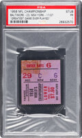 1958 NFL Championship Game Colts vs. Giants Ticket Stub PSA VG 3