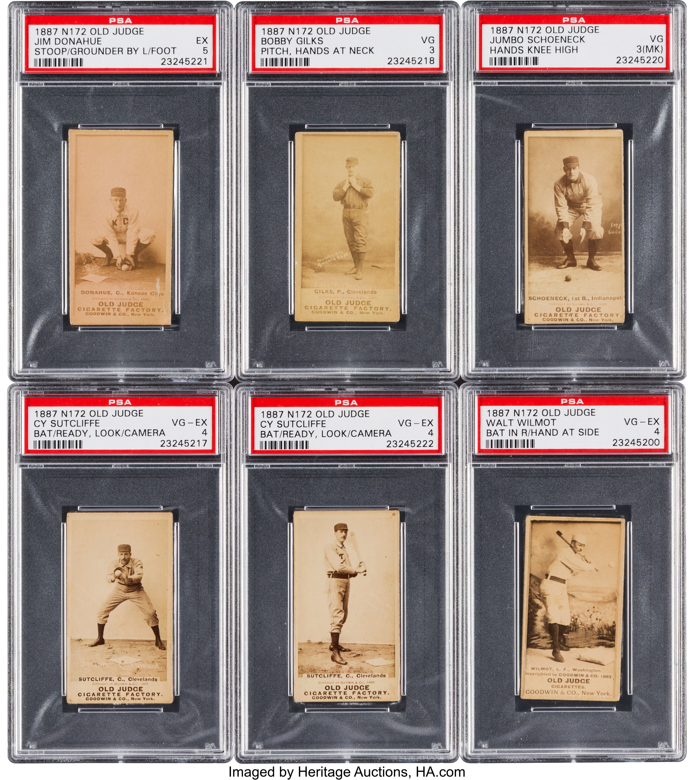 1887 N172 Old Judge PSA-Graded Group (6). ... Baseball Cards Lots | Lot ...