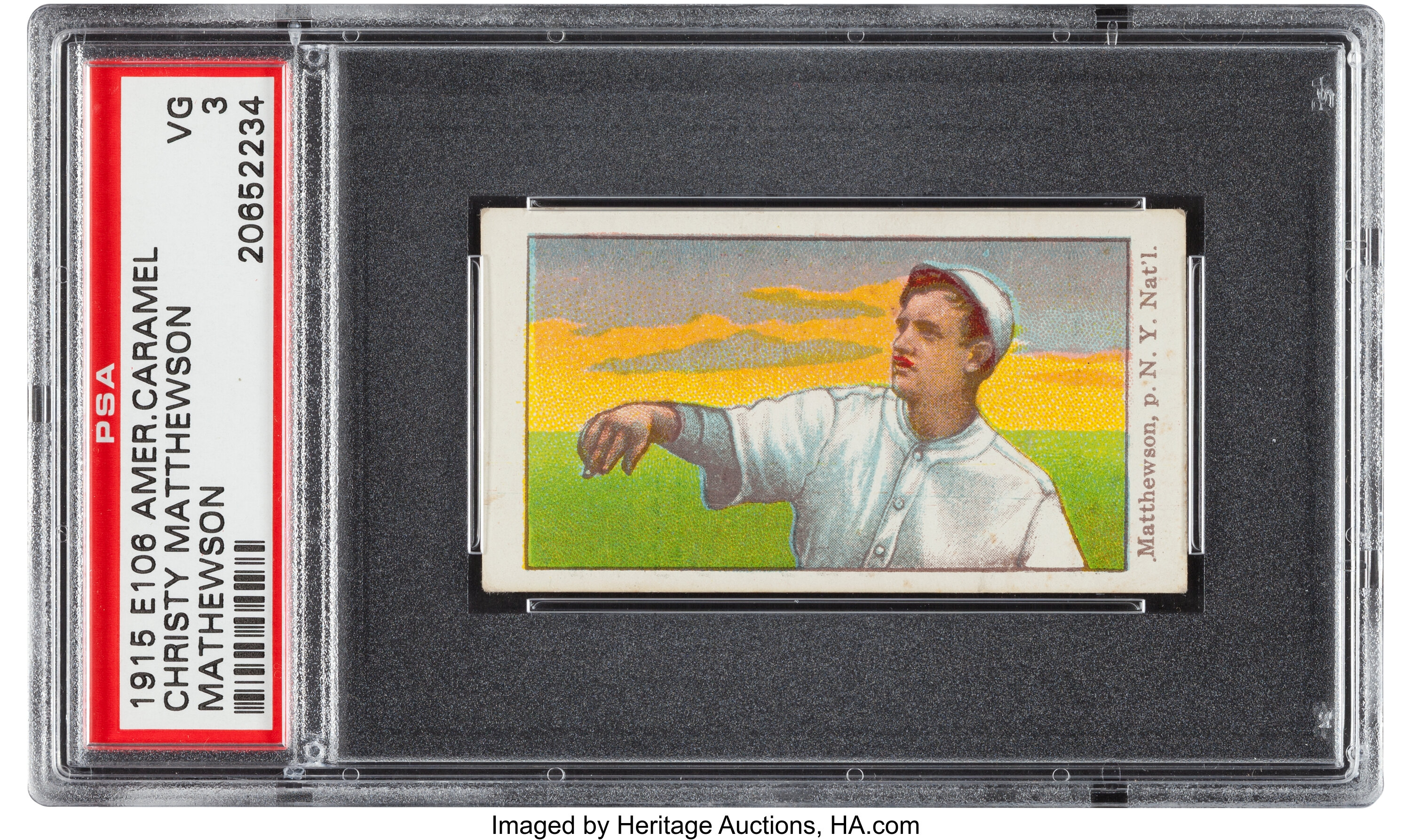 1915 E106 American Caramel Christy Mathewson Psa Vg 3 Only One Lot Heritage Auctions