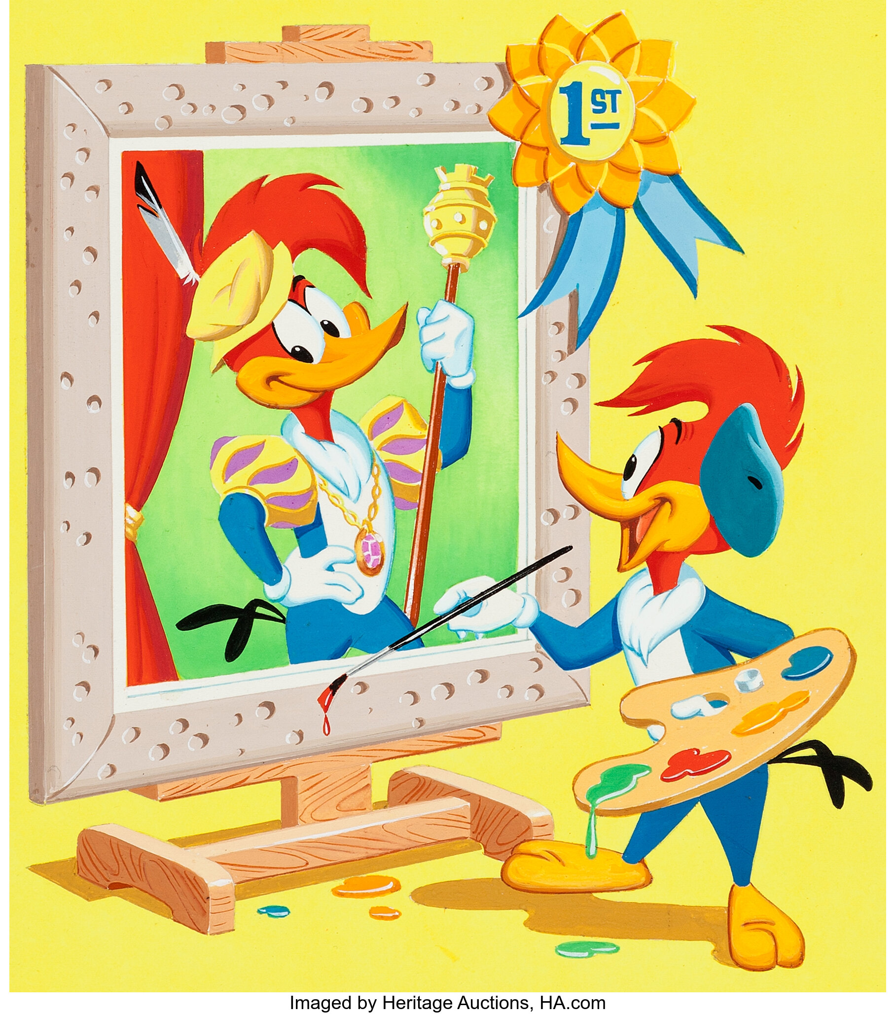 Woody Woodpecker Coloring Book Cover Original Art (Artcraft, | Lot