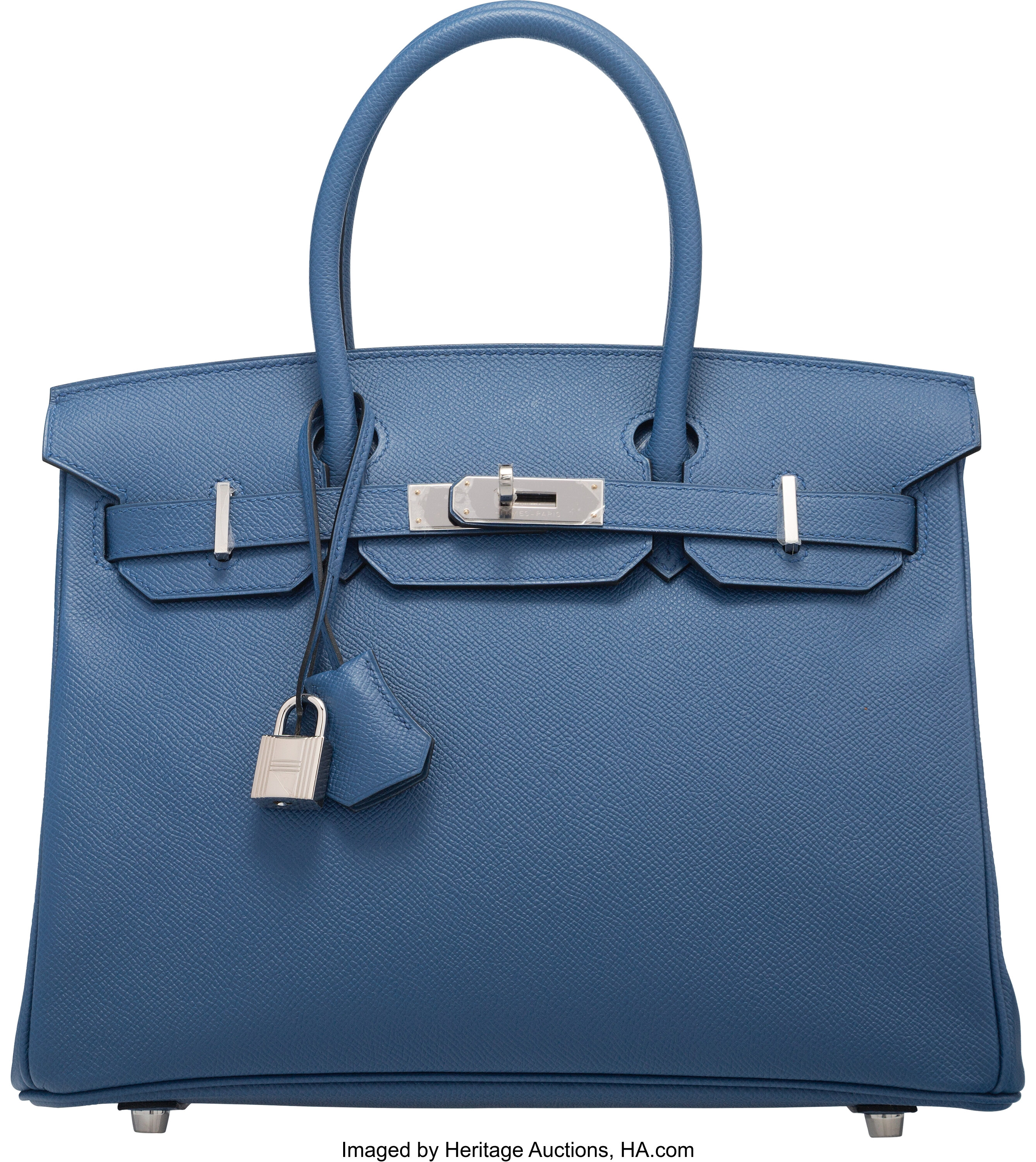 Hermes Birkin 30cm Bleu Agate Clemence Gold Hardware