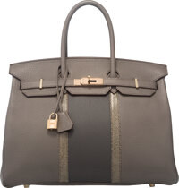 Sold at Auction: Hermes 35cm Brown Leather Custom Hand Painted Birkin