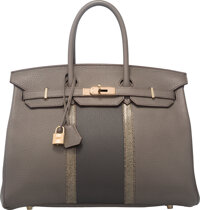 Hermes 35cm Brown Leather Custom Hand Painted Birkin Auction