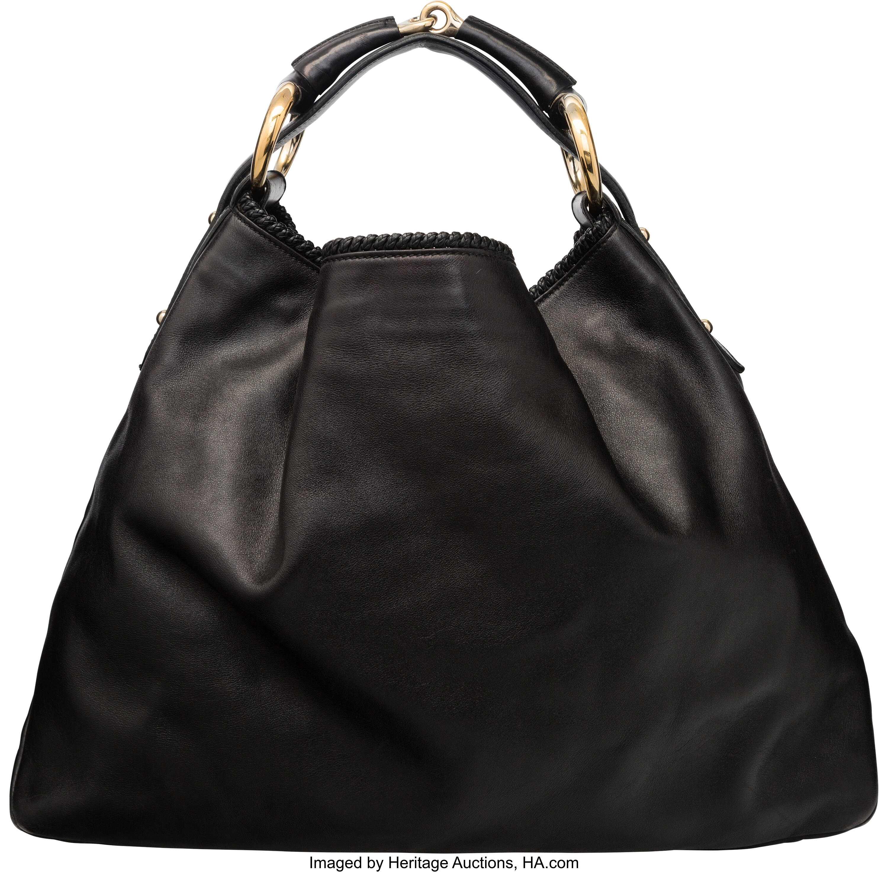 Gucci Black GG Canvas and Leather Medium Horsebit Hobo For Sale at 1stDibs