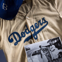 1947 Jackie Robinson Game Worn Brooklyn Dodgers Rookie Color, Lot #50001