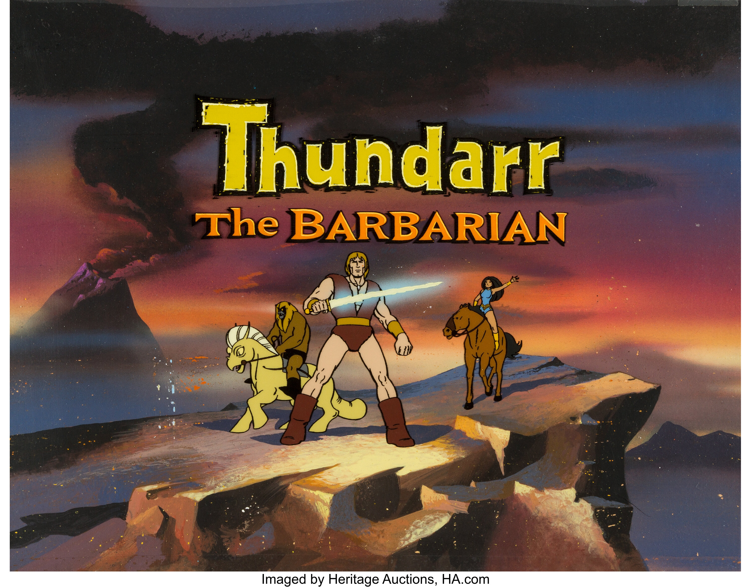 Thundarr The Barbarian Main Title Cel And Key Master Background Lot 