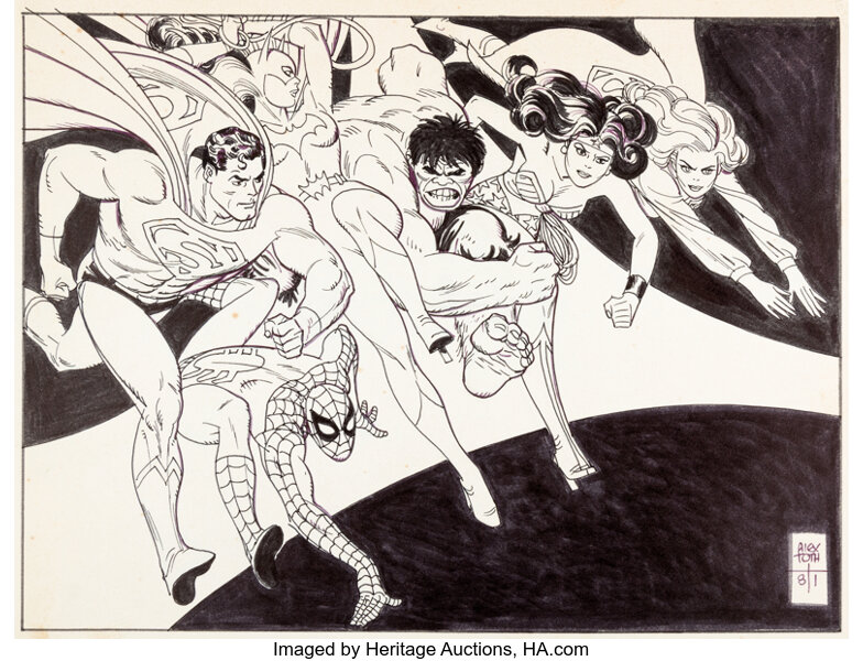 DC and Marvel Underoos Illustration by Alex Toth (DC/Marvel/Fruit, Lot  #96044