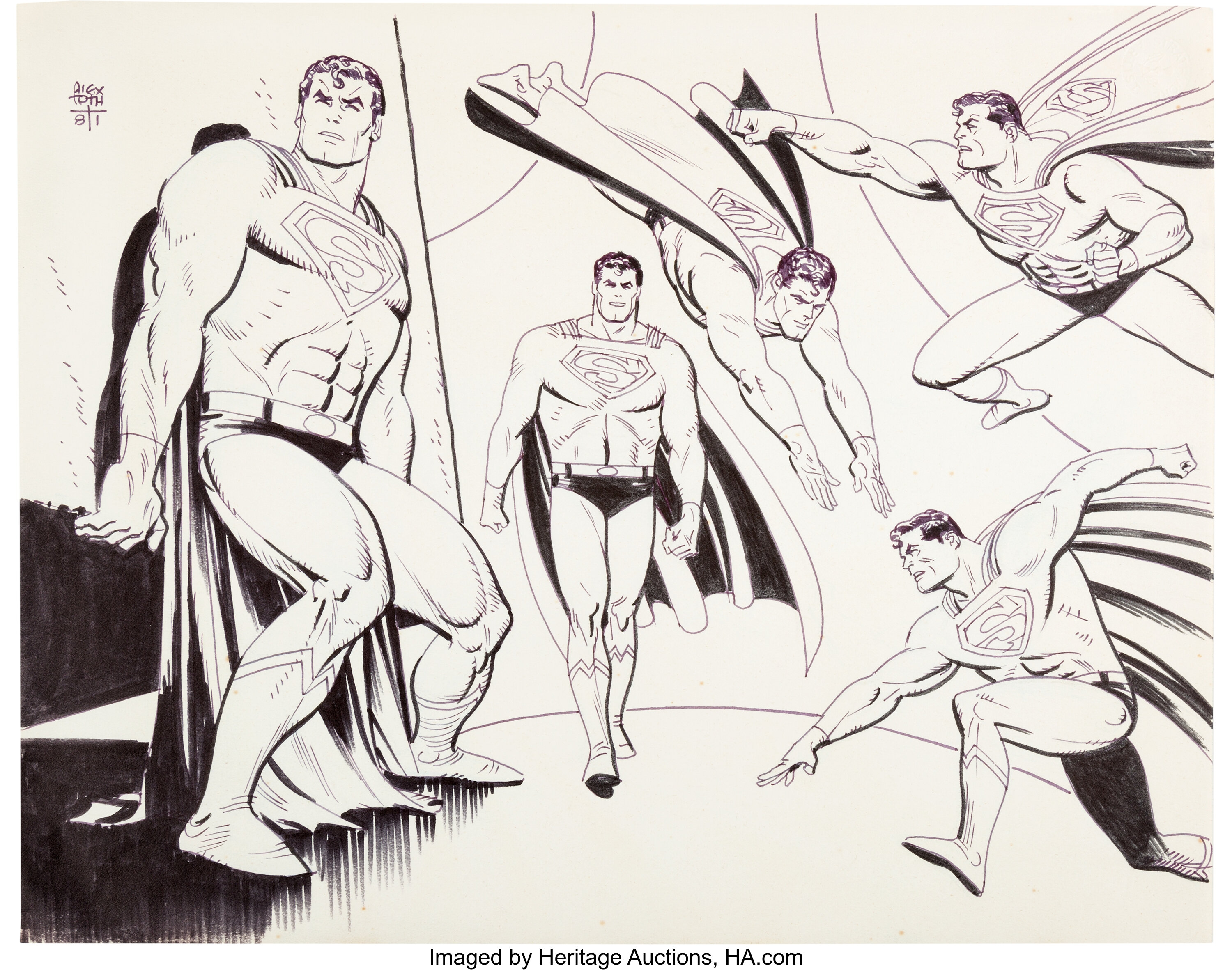 Superman Underoos Illustration by Alex Toth (DC/Fruit of the Loom,, Lot  #96046