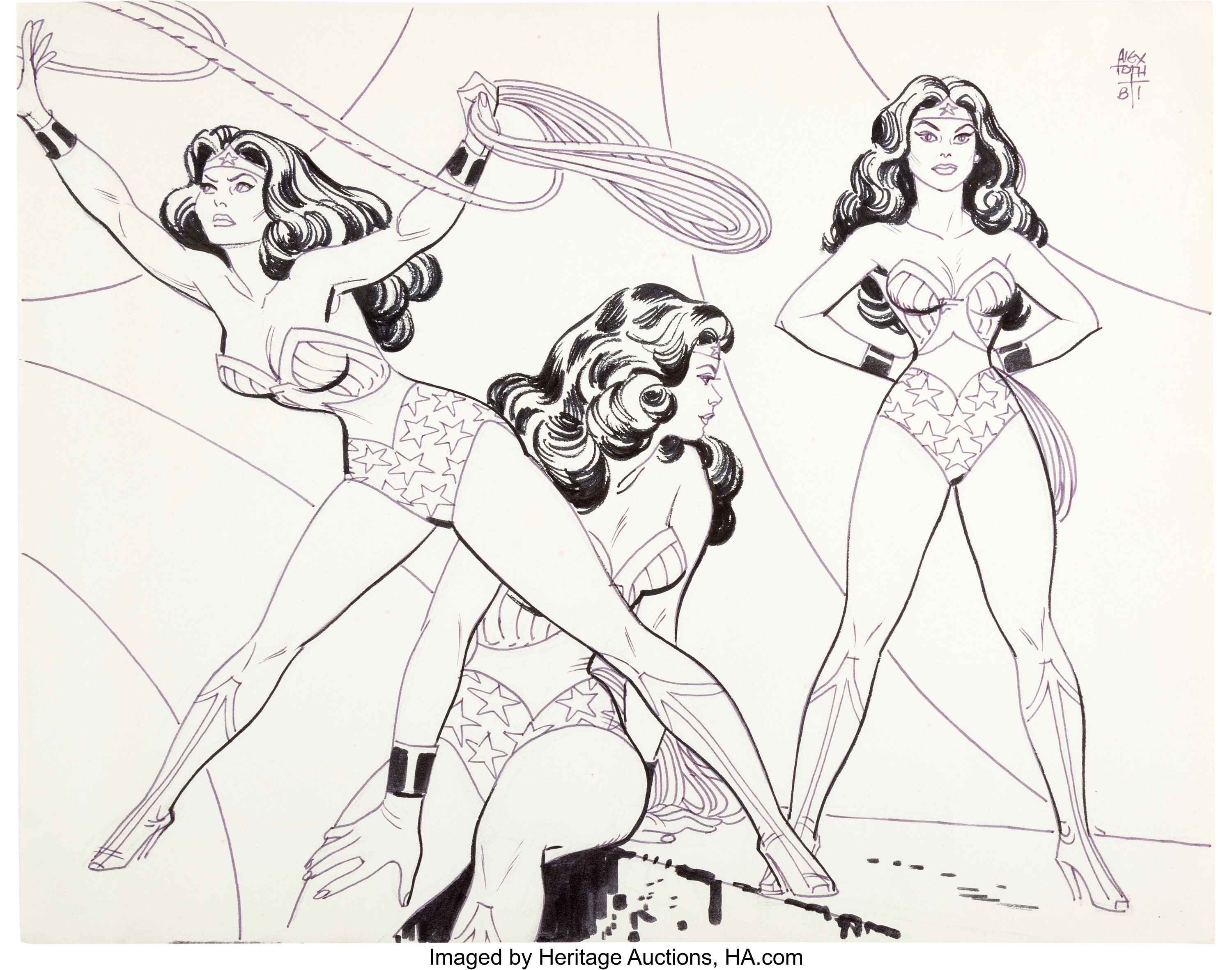 Wonder Woman Underoos Illustration by Alex Toth (DC/Fruit of the, Lot  #96045