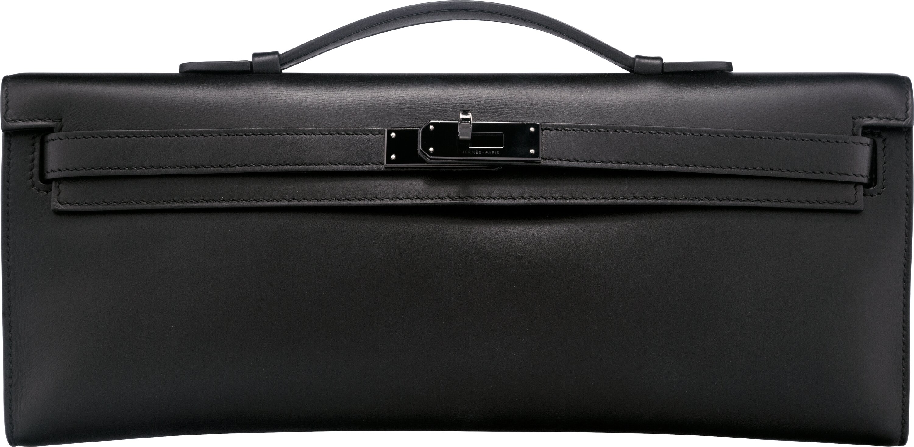 An Exceptional Hermès Kelly Cut SO-BLACK Calf Box Leather with Feather