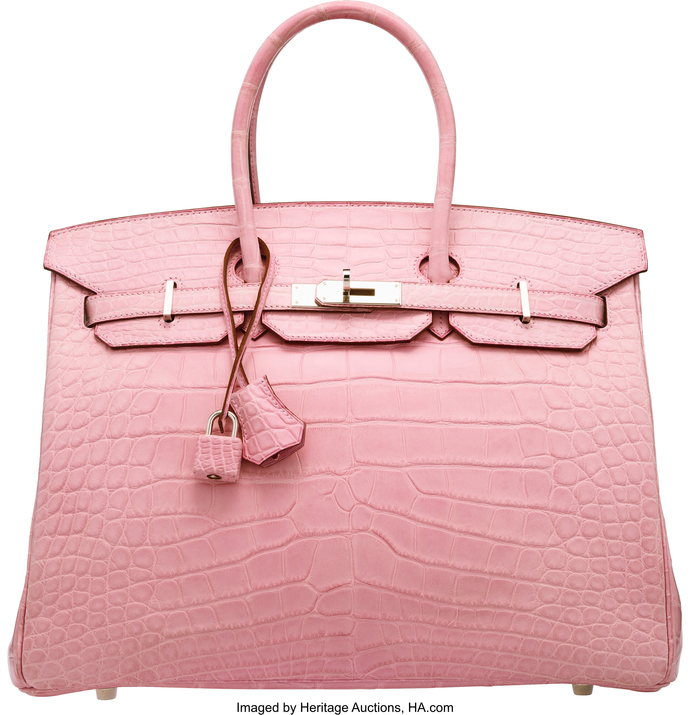 Hermes 35cm Matte 5P Bubblegum Pink Alligator Birkin Bag with | Lot #58088 | Heritage Auctions